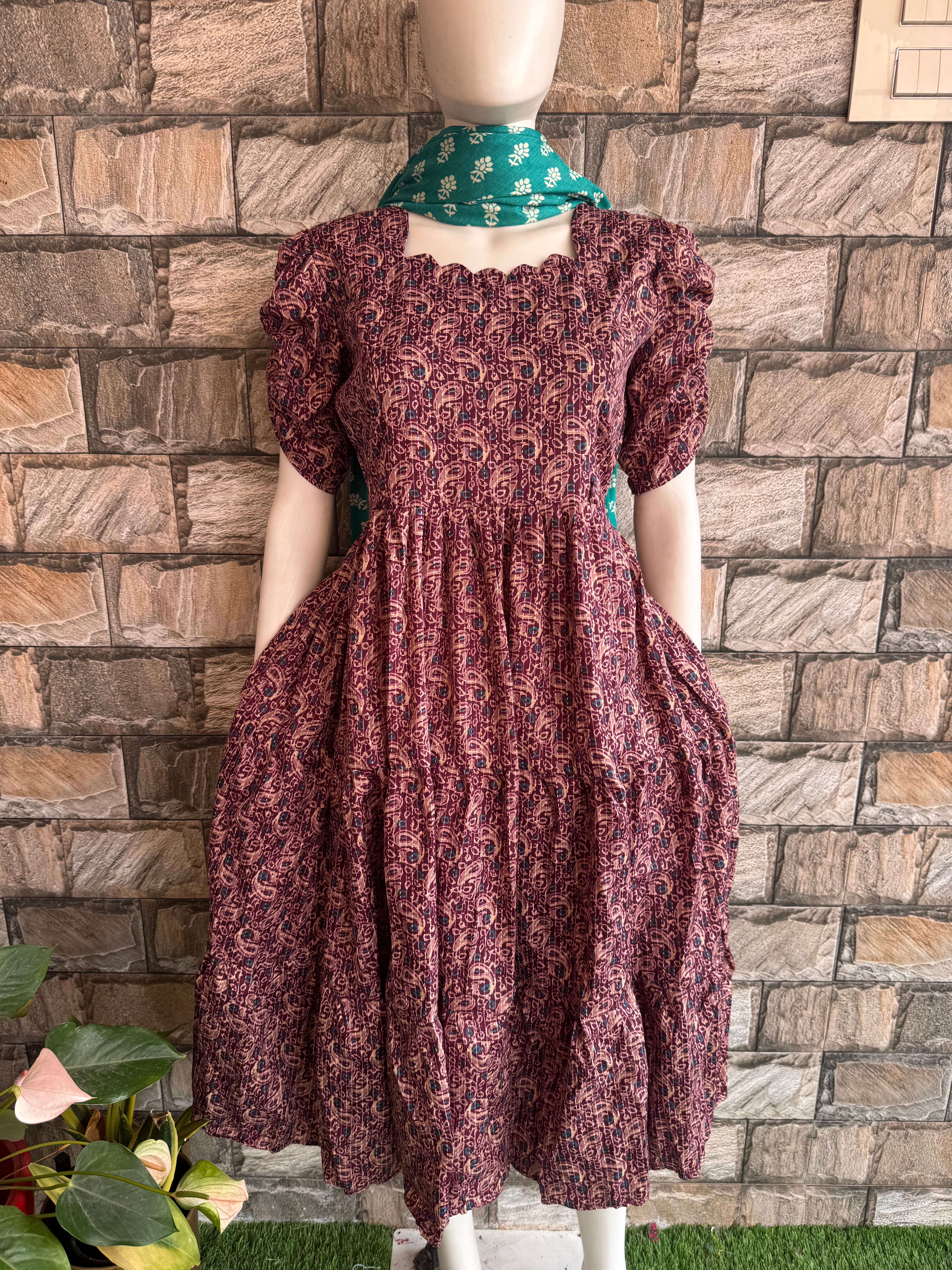 Wine Ajrak maternity maxi