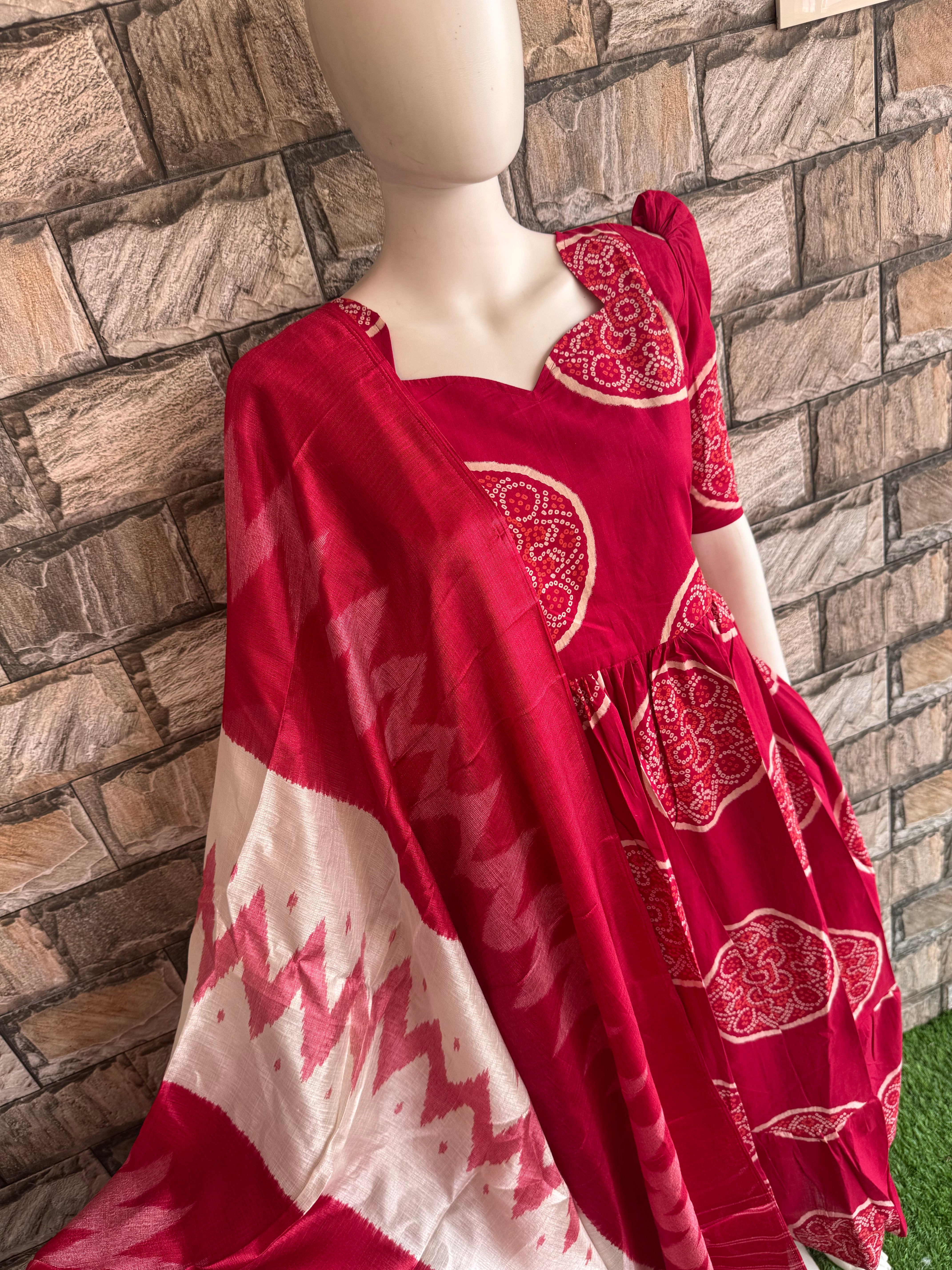 Poly red Khadhi dupatta