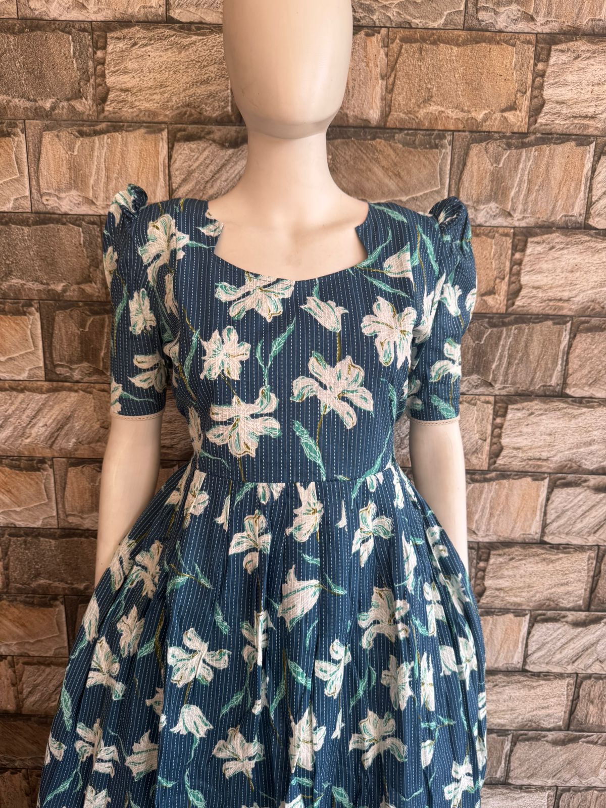 blue flower kanta cotton maxi