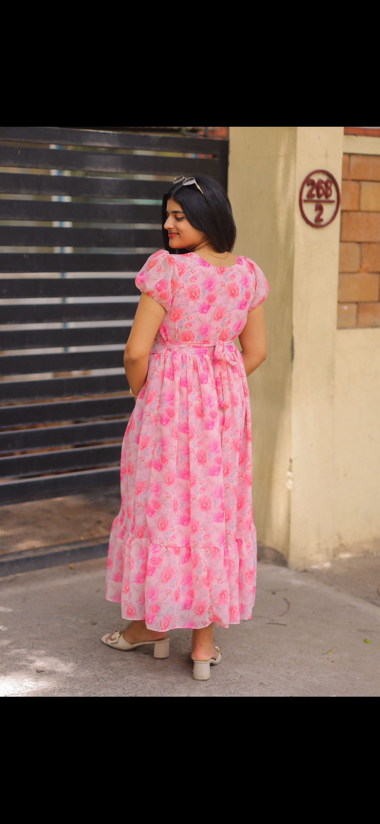 Lurex Georgette Maternity Feeding maxi Peach