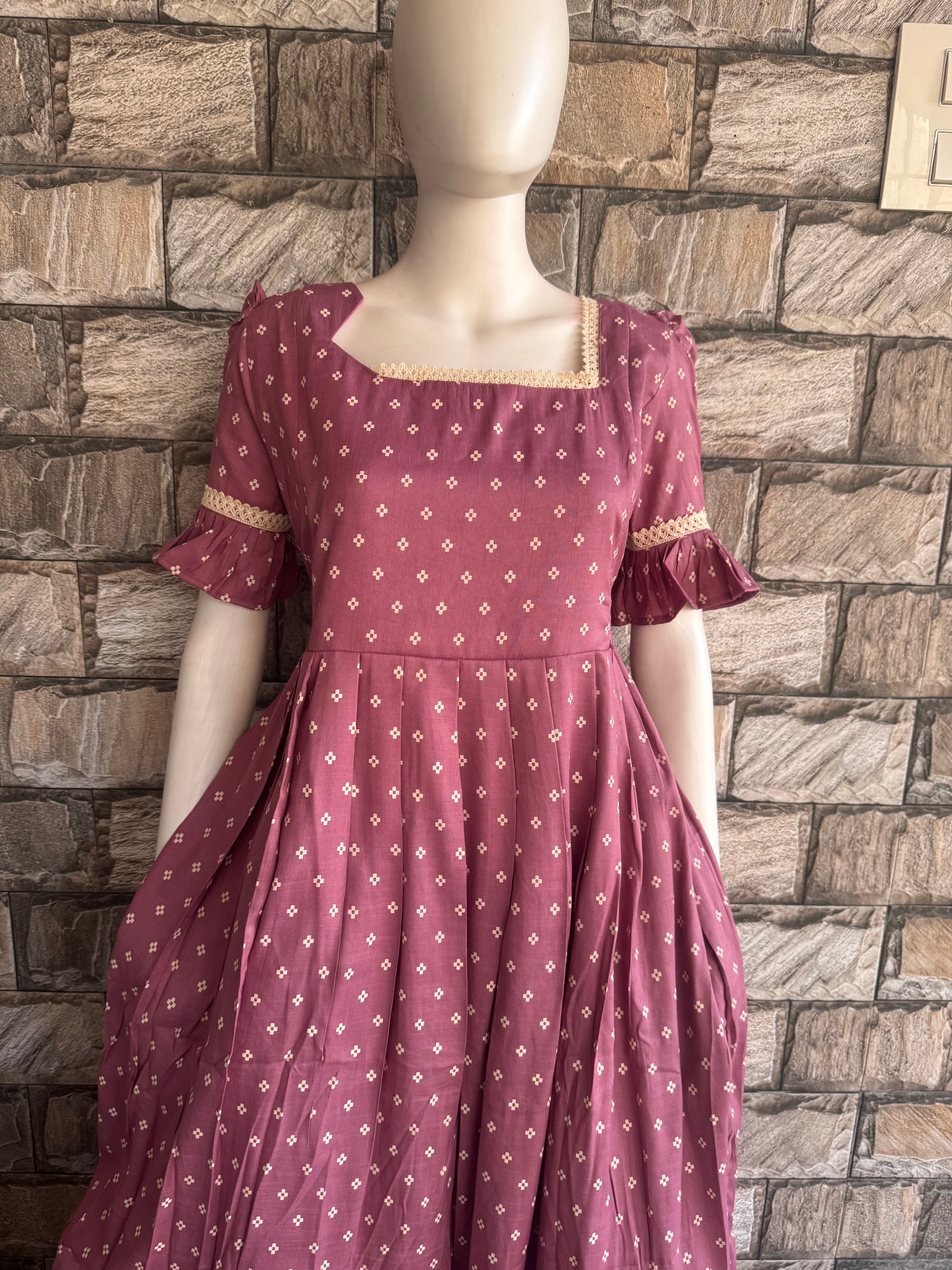 Lilac Soft mix cotton Maternity maxi