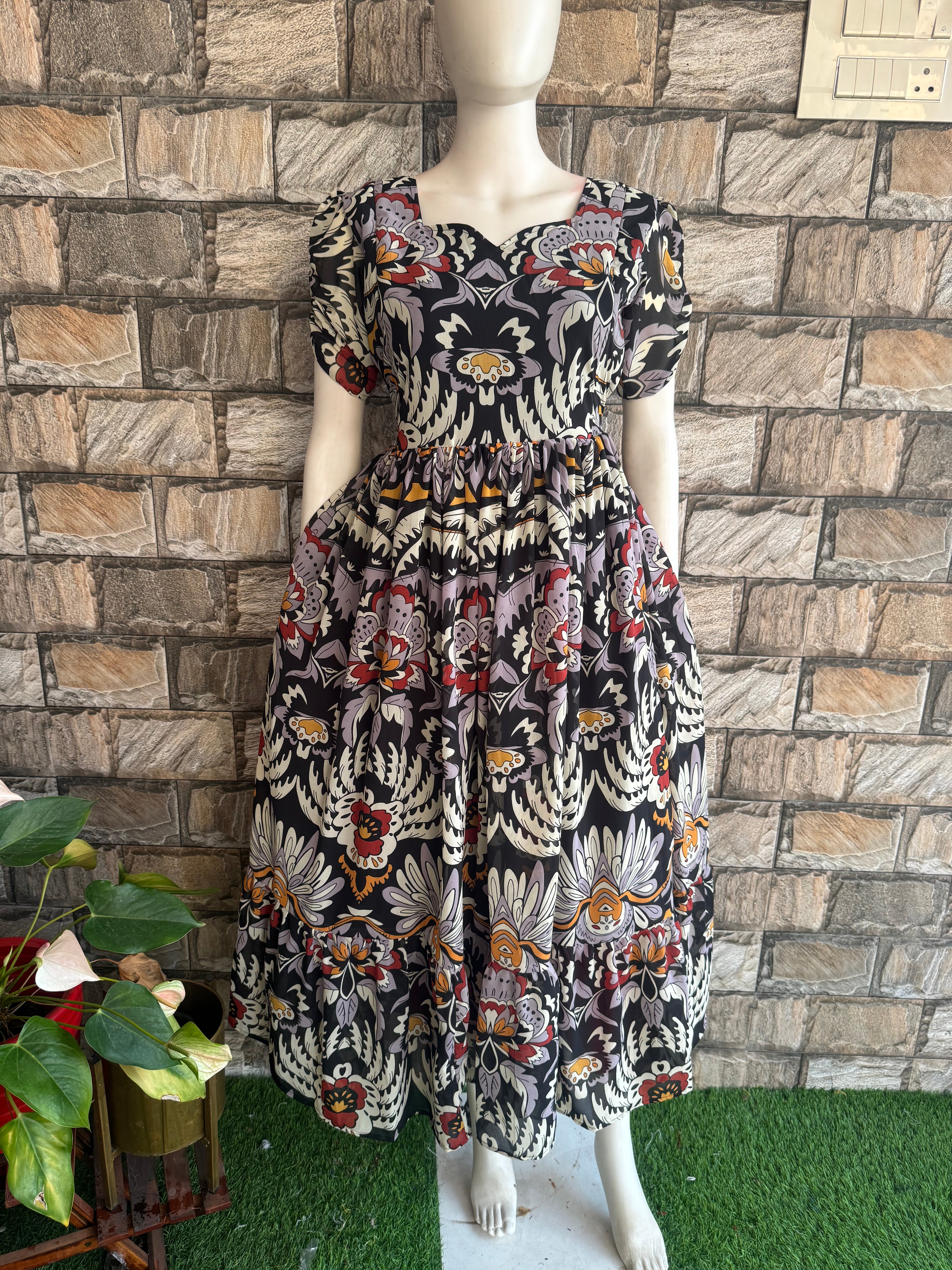 Black Kalamkari maternity Maxi