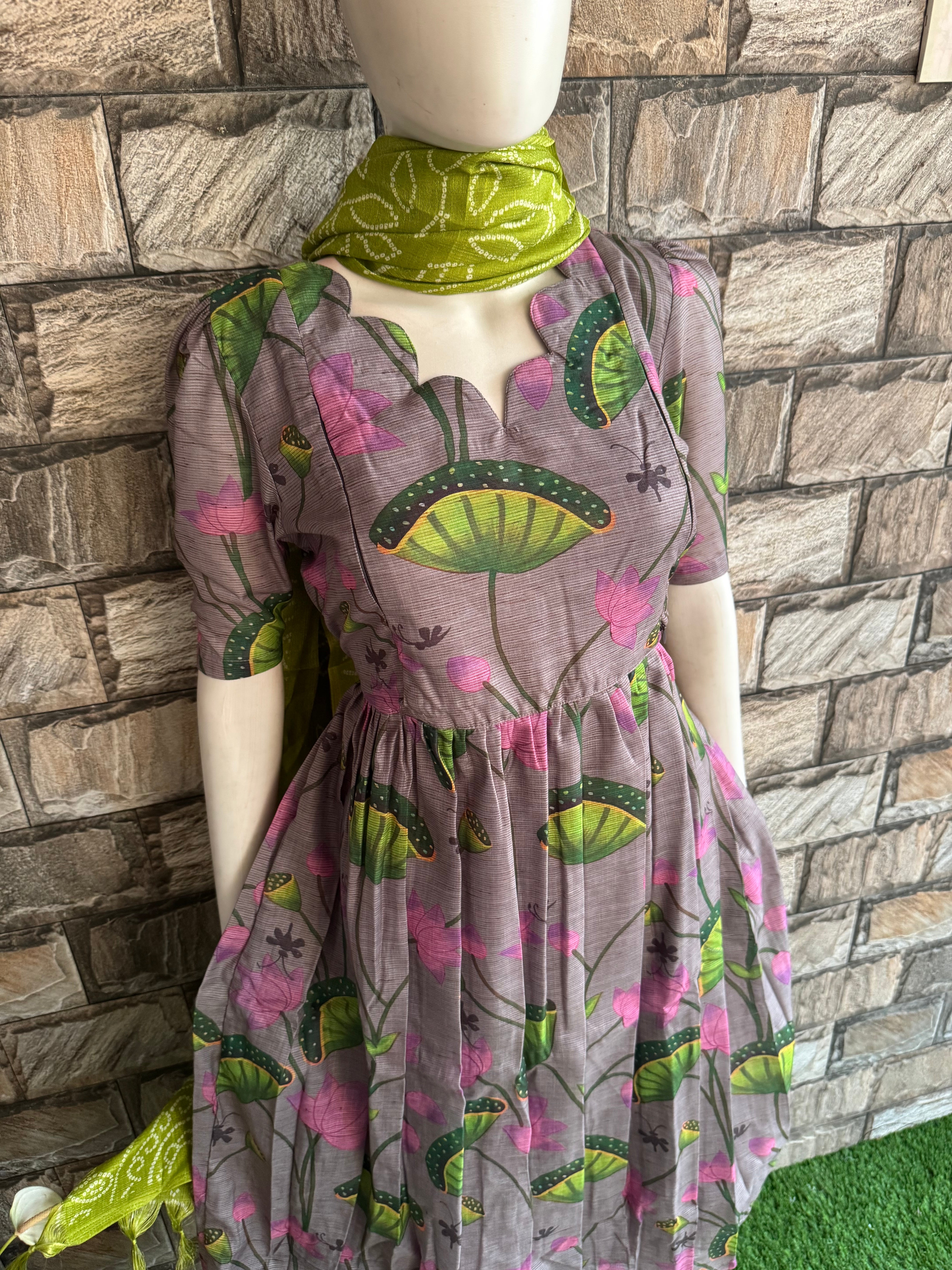 Linen Soft Cotton Maternity maxi Lotus