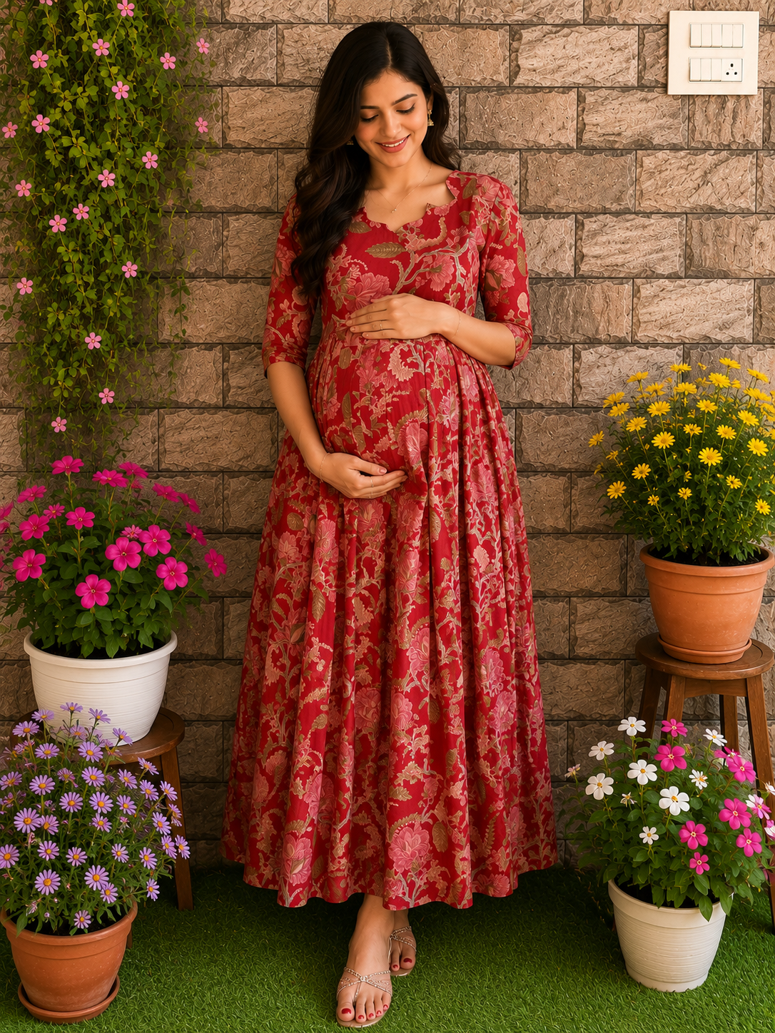 Budget launch soft cotton Maternity maxi