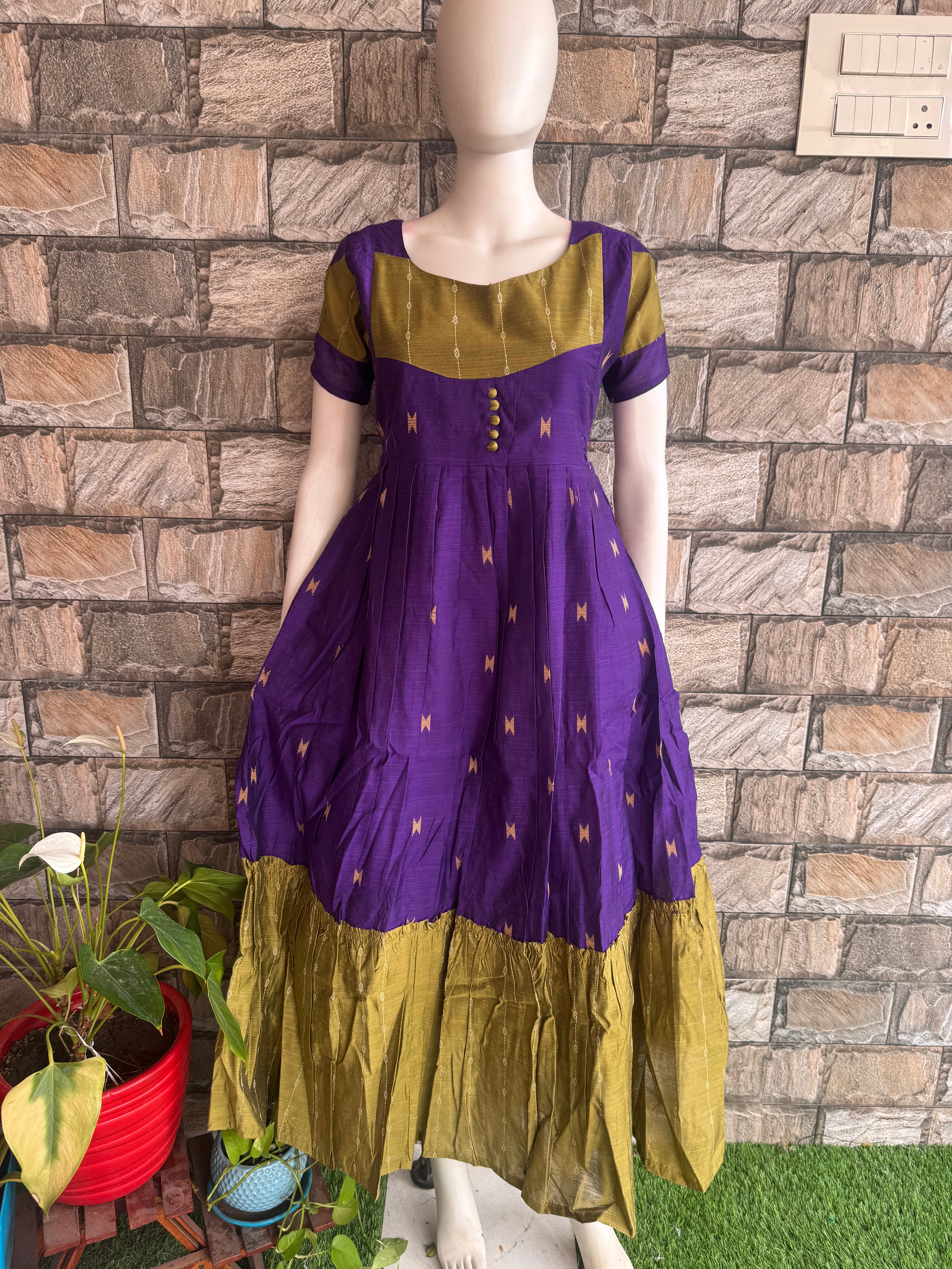 Festive wear Maternity raw silk maxi