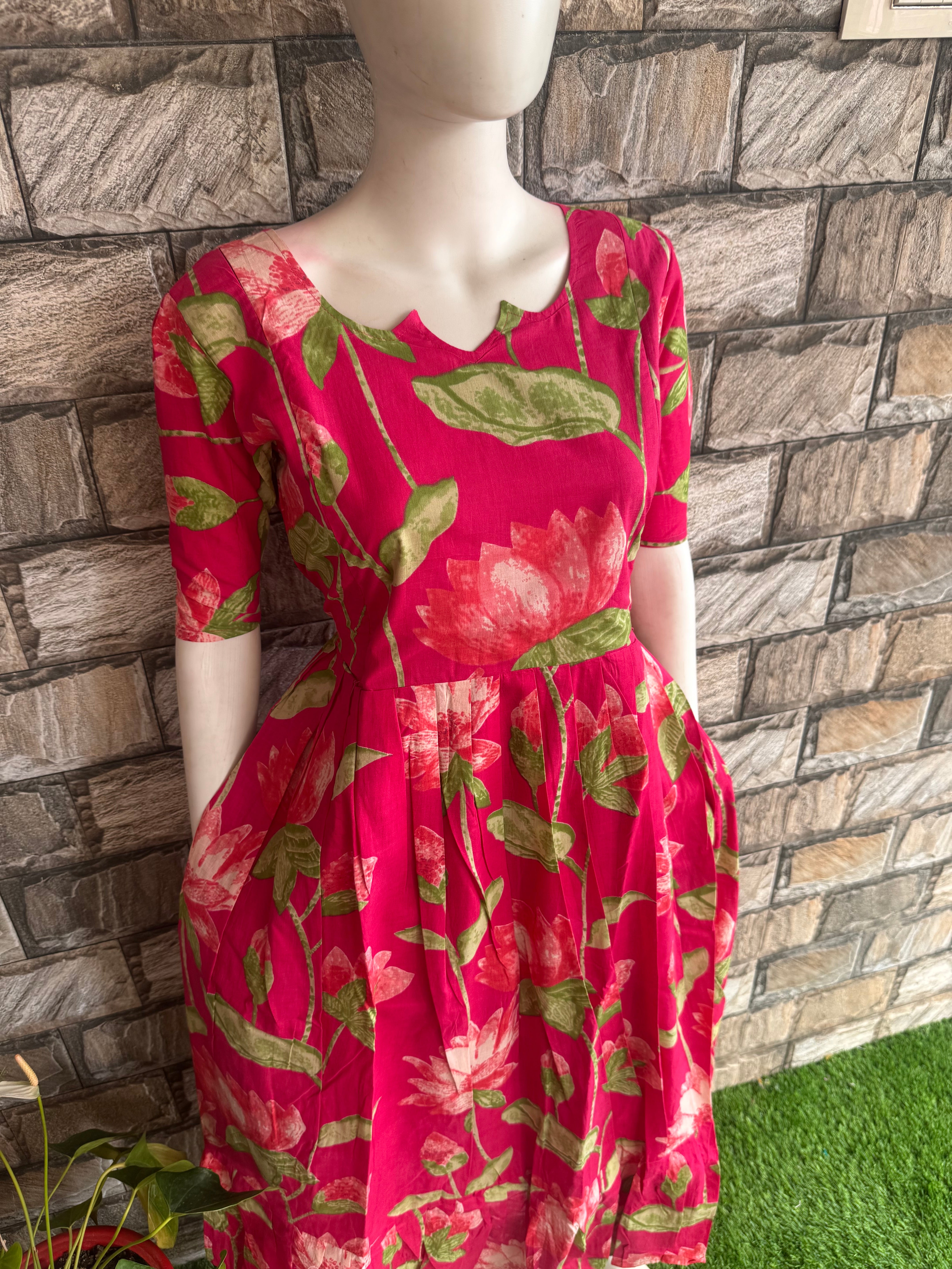 Lotus  pink soft cotton Maternity maxi