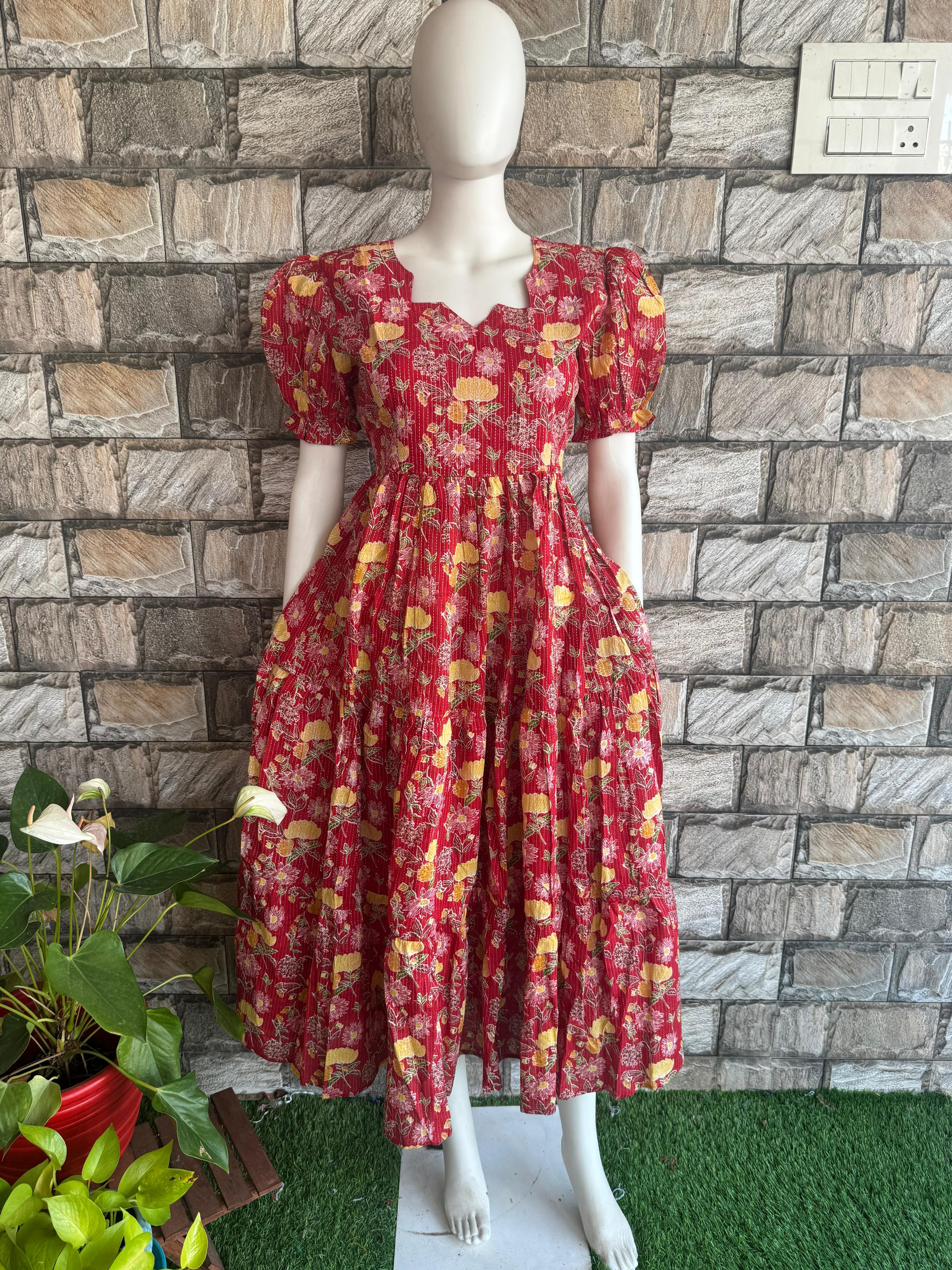 Red Kanta cotton 3 toer Maxi CF125