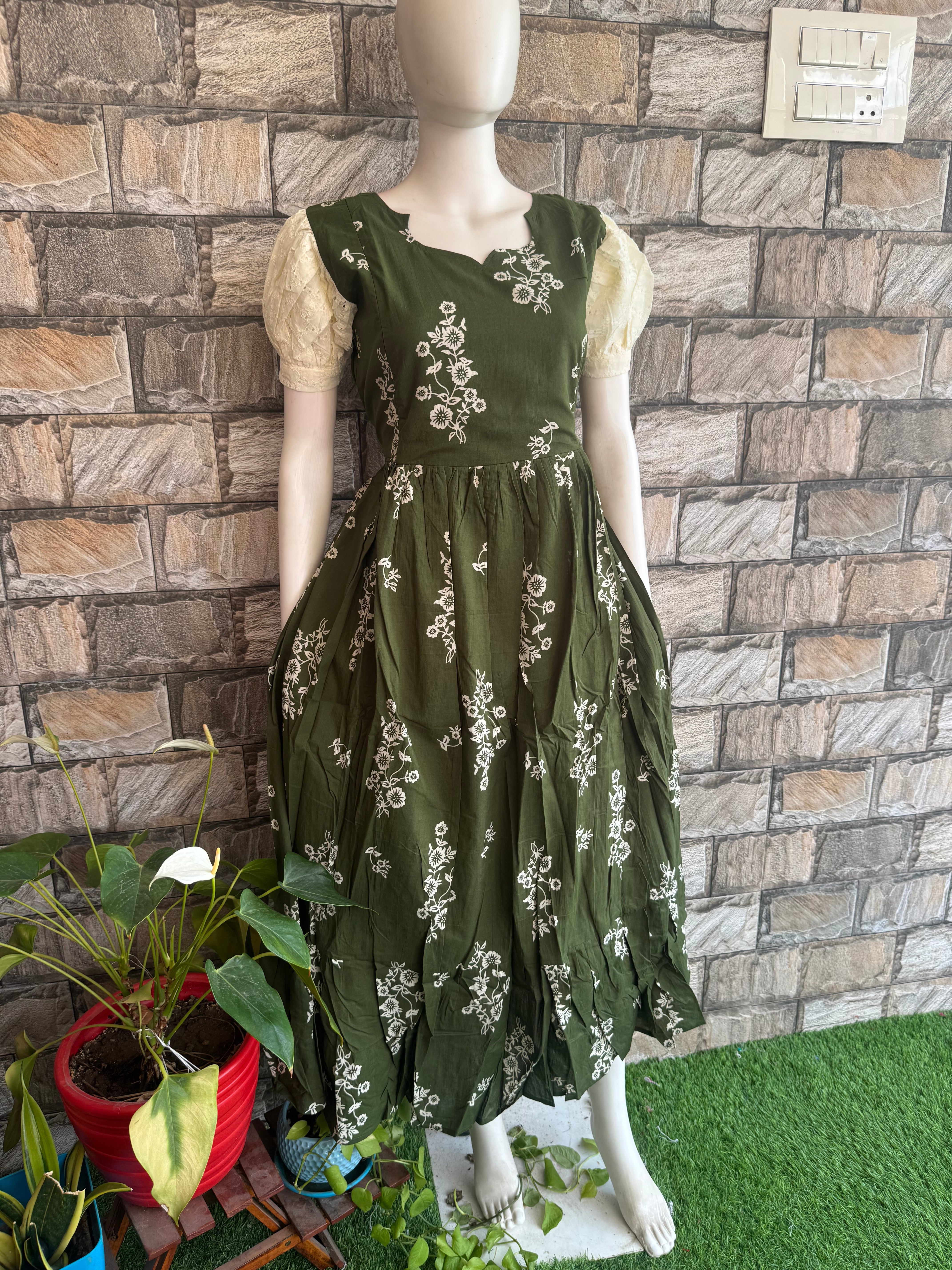 Bottle Green soft cotton Maternity maxi