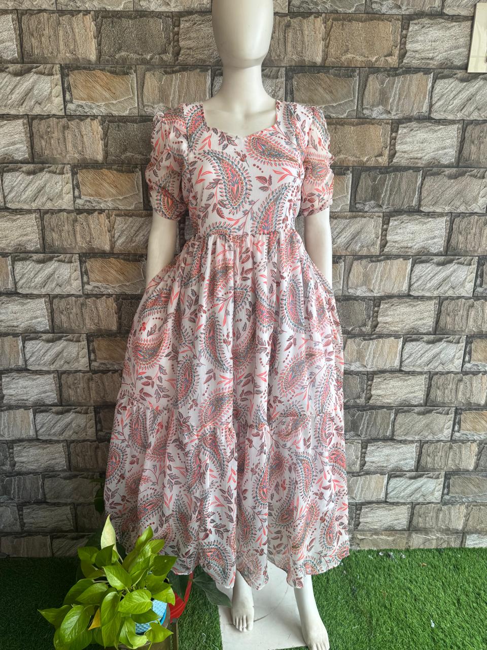 white georgette maxi