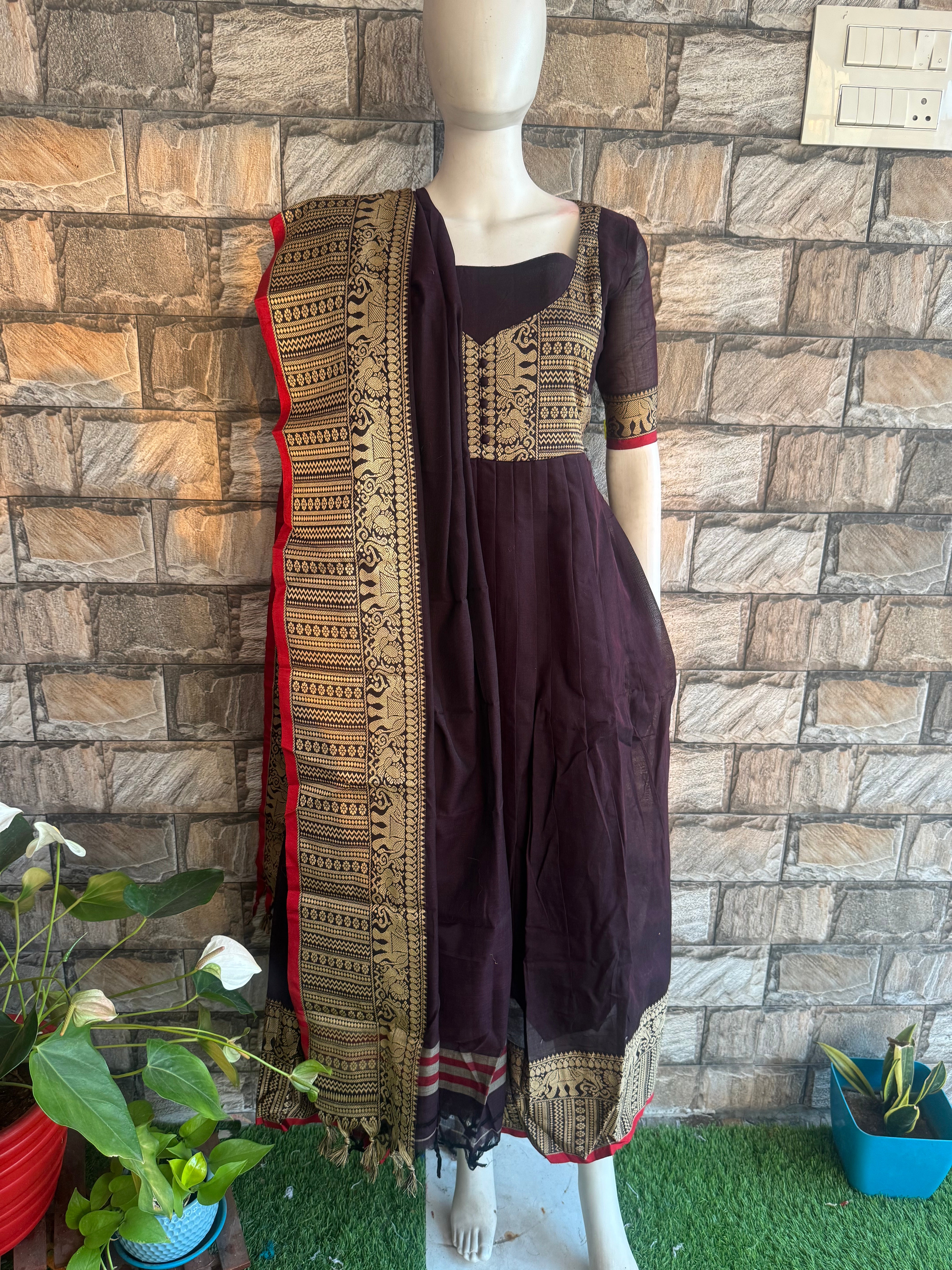 Narayanpet Maternity maxi without dupatta one L size available Coffee Brown