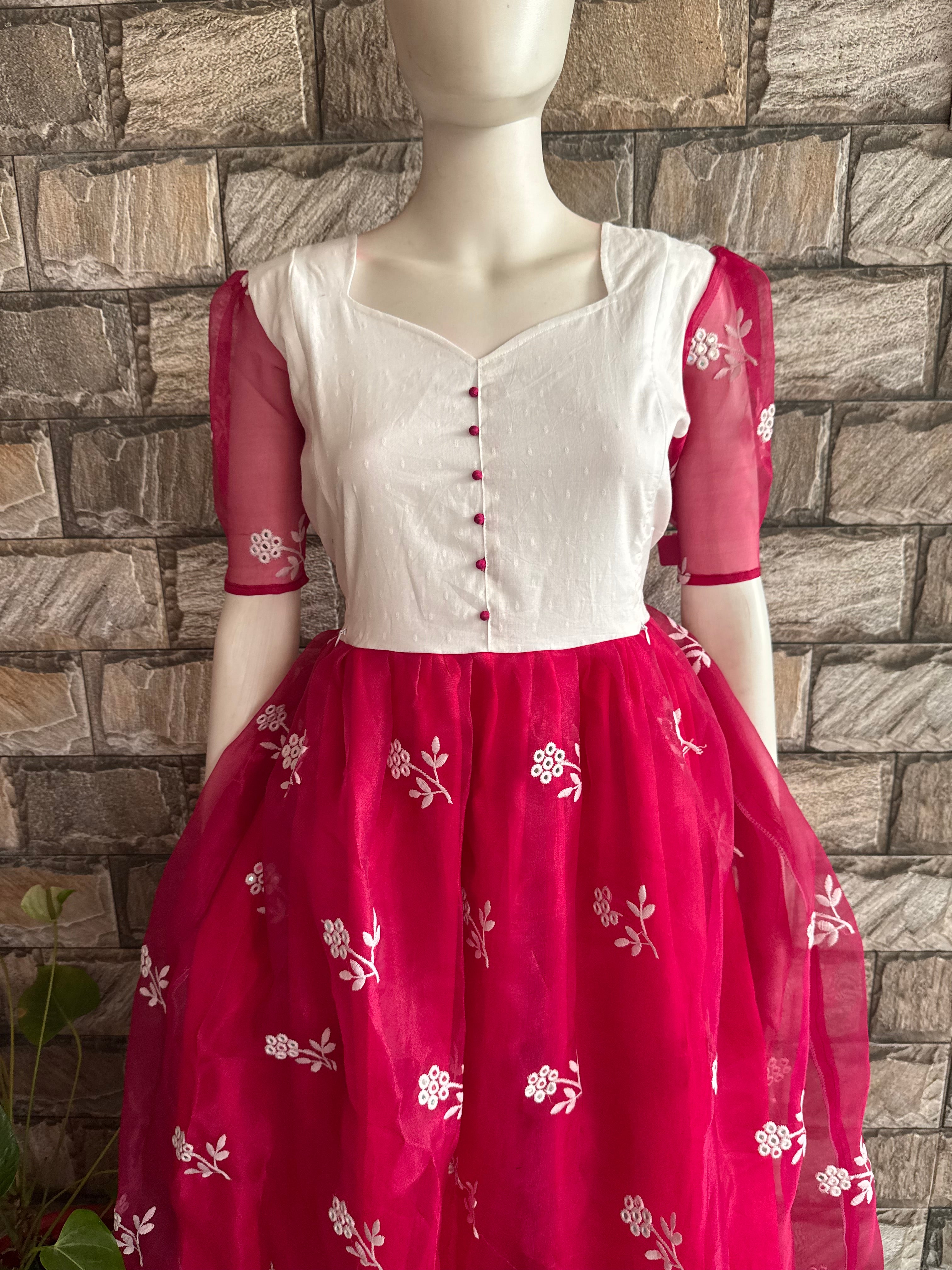Candy pink Organza Maternity Maxi