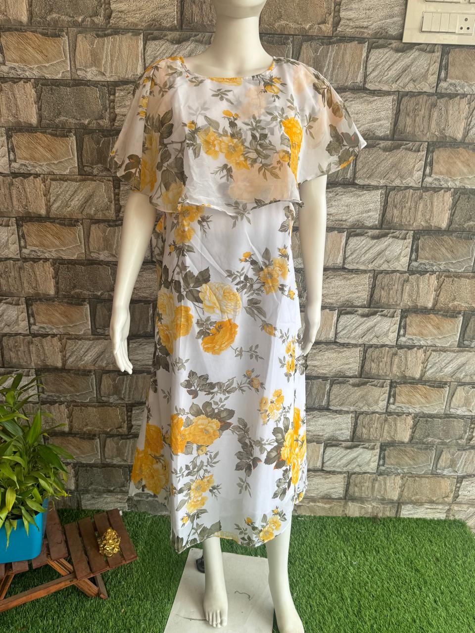 white yellow flower georgette