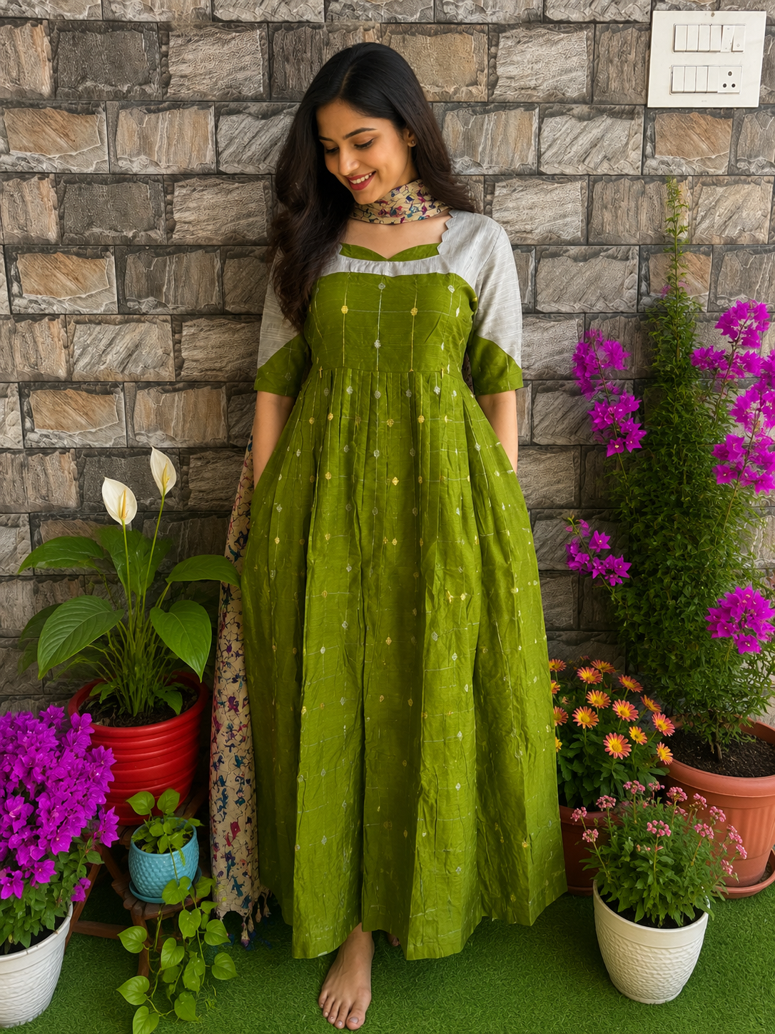 Festive wear Maternity raw silk maxi Radha