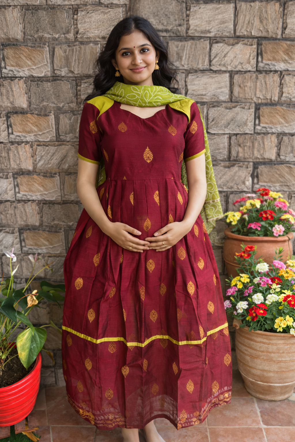 Maroon Blish Maternity maxi
