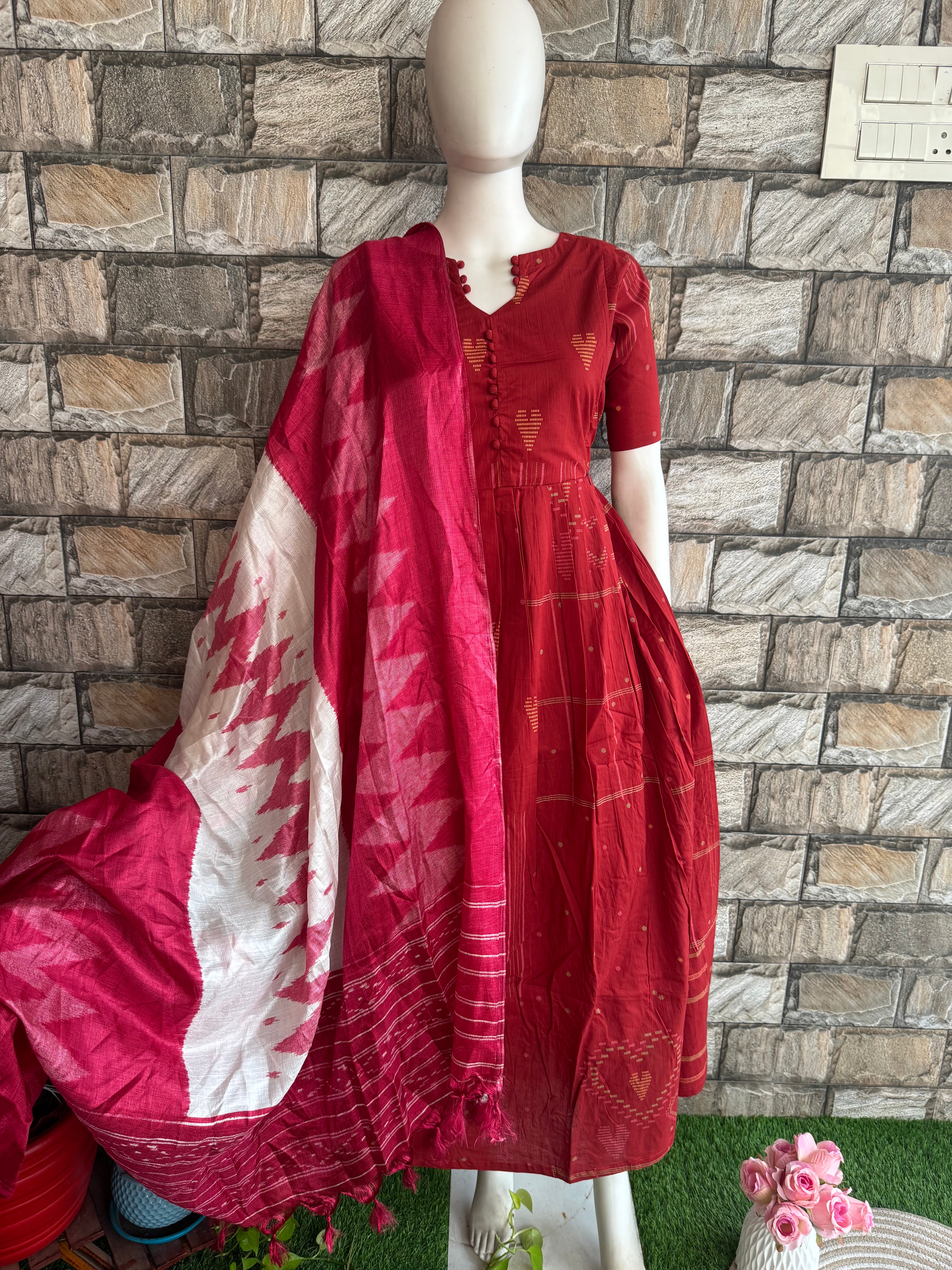 Maroon zig zag  dupatta