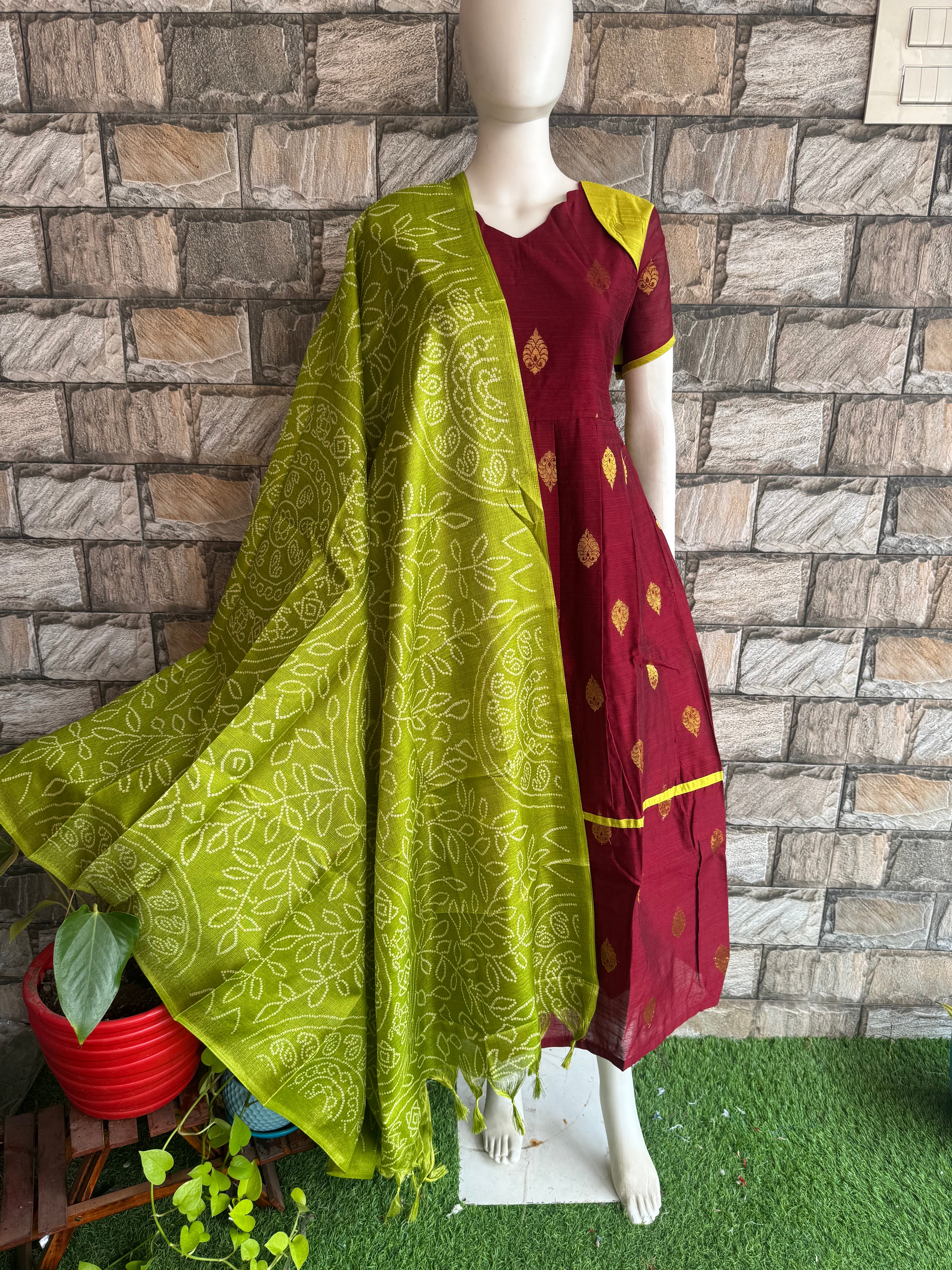 Parrot Green poly khadhi dupatta