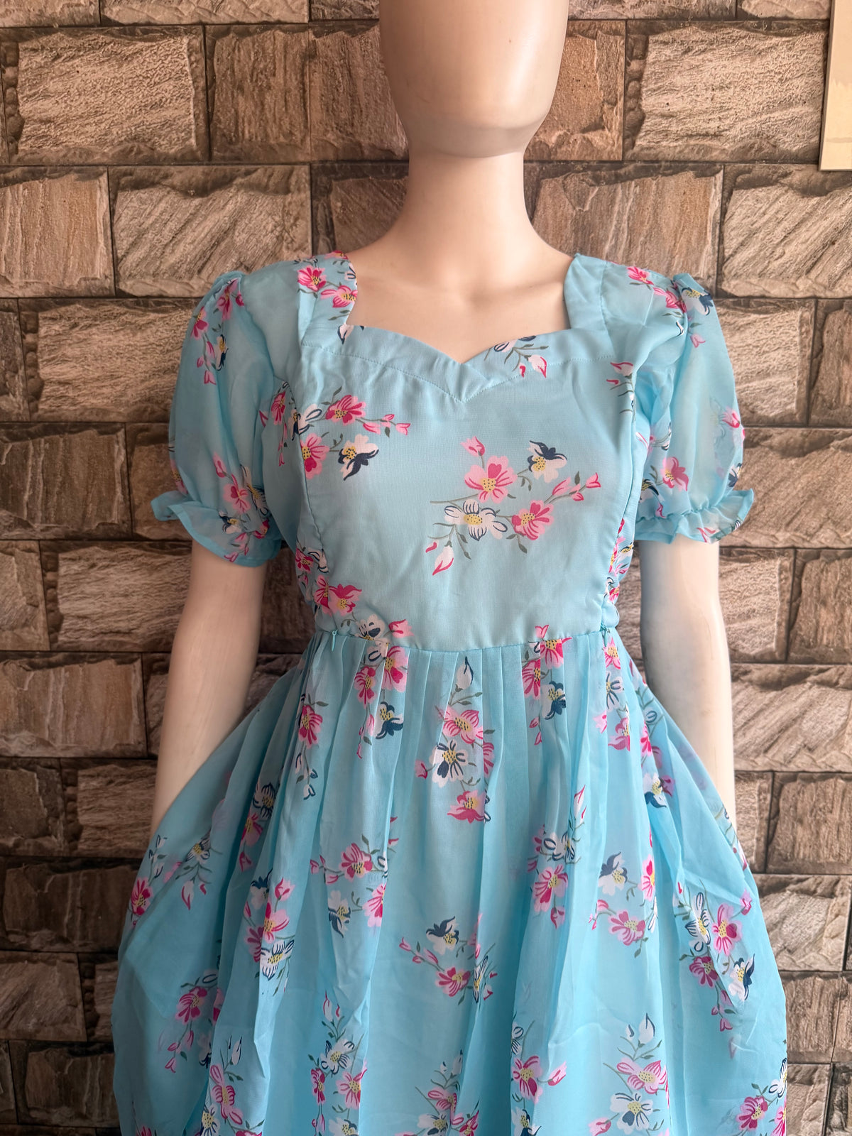 Georgette Maternity Feeding maxi Sky blue
