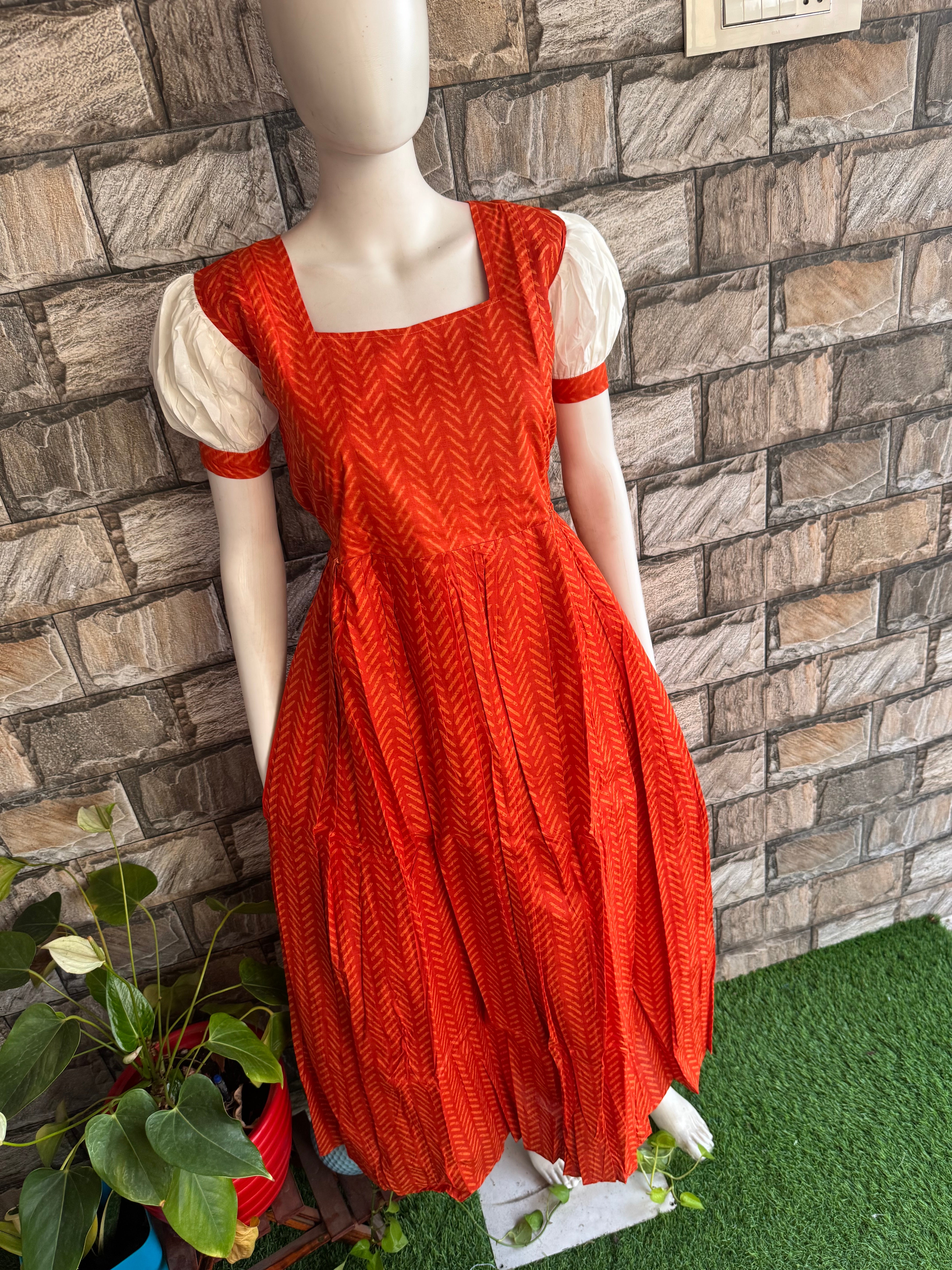 Orange soft cotton Maternity maxi