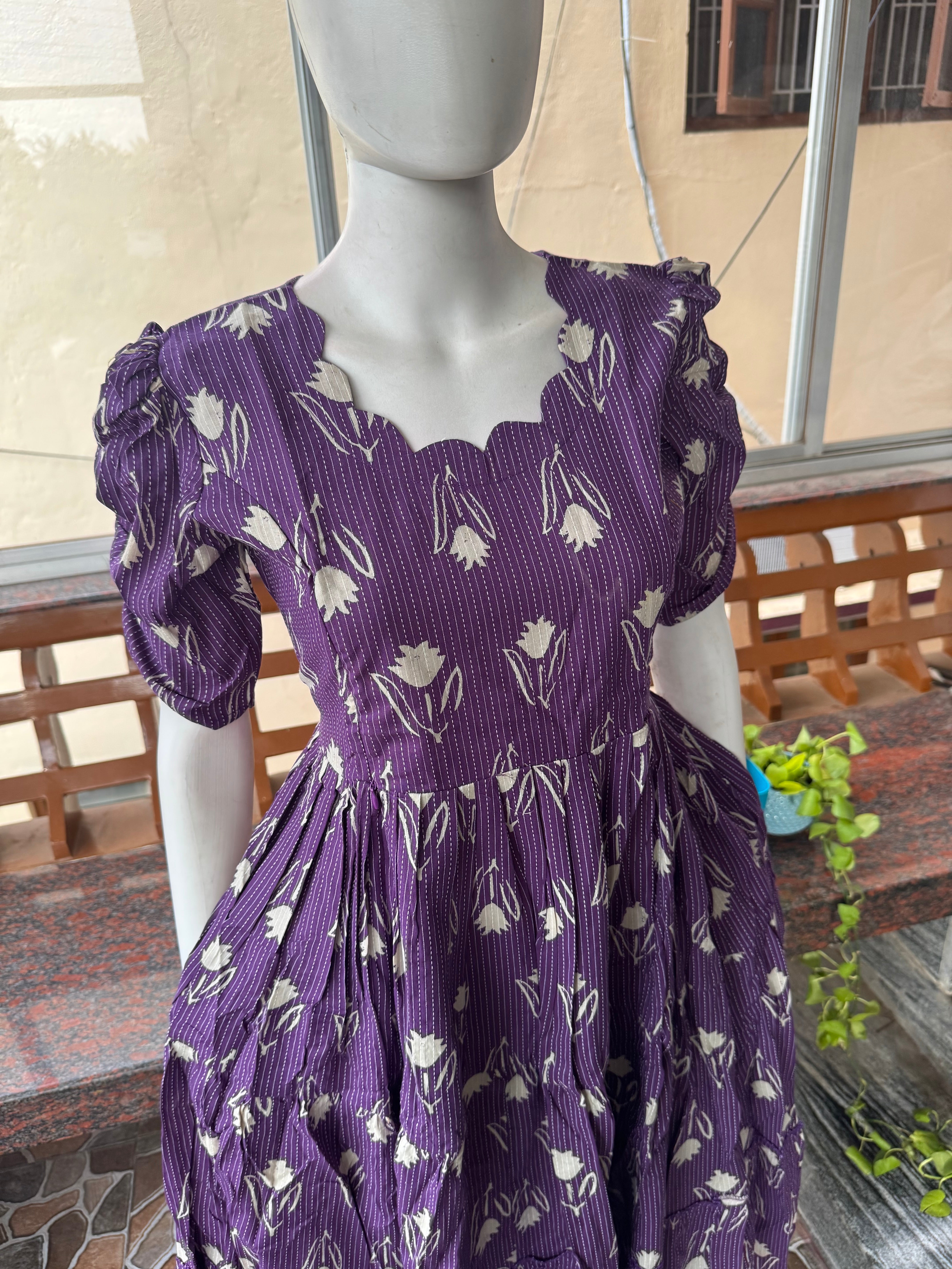 Soft kanta cotton Maternity Feeding  maxi - Pale Brinjal