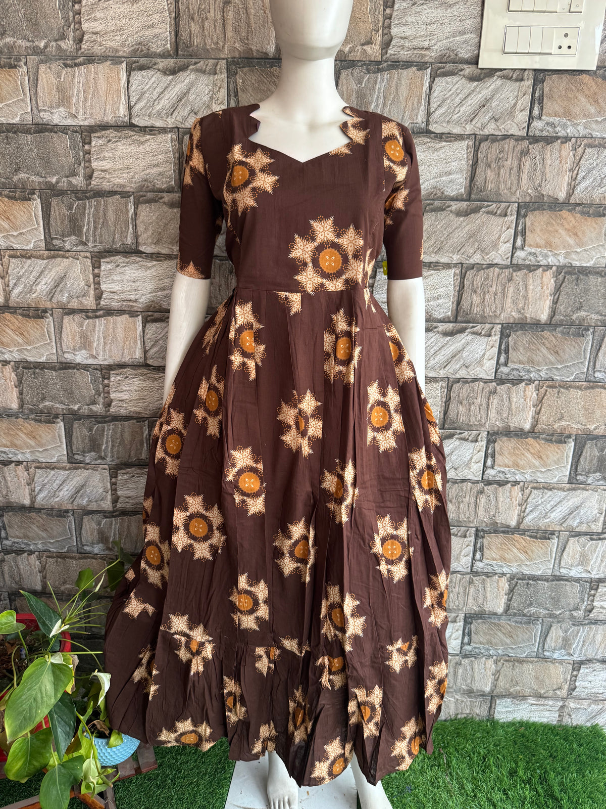 Soft cotton Maternity maxi without dupatta Coffee brown