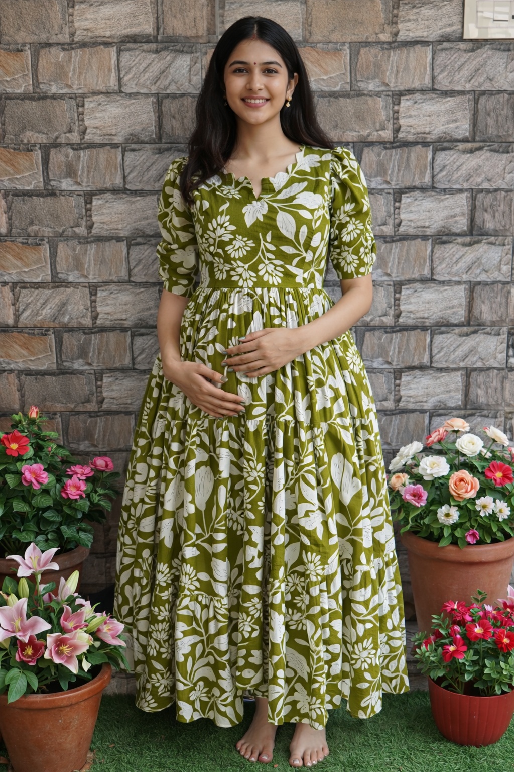 Parrot green shade Delta Maternity maxi