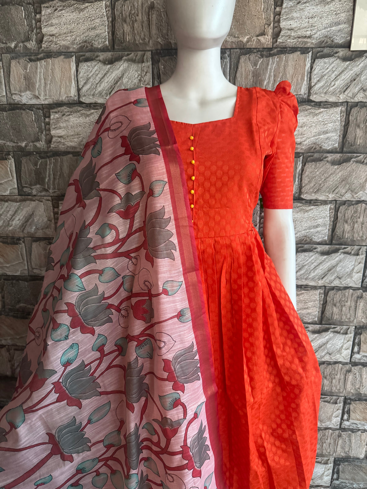 Silk cotton jacquard Maternity Feeding maxi ONLY FEEDING with DUPATTA