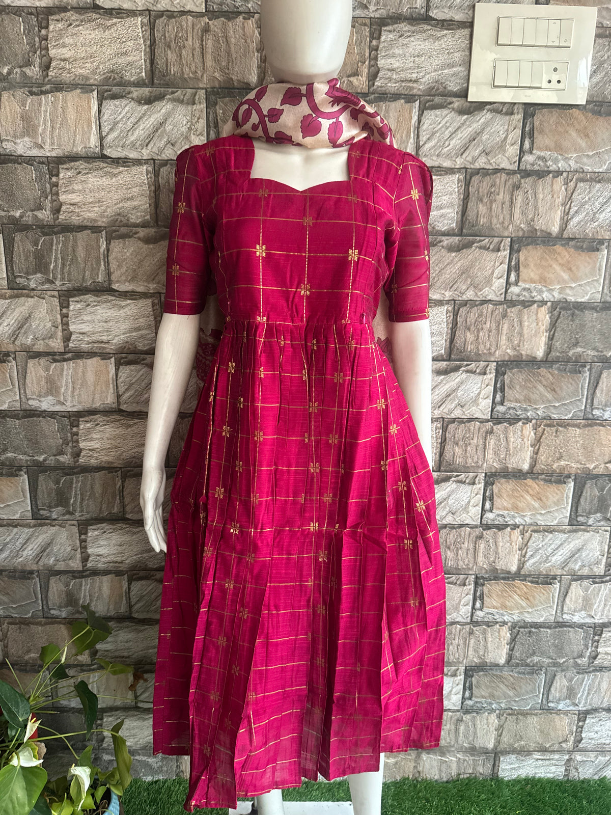 Raw silk Maternity Feeding maxi Budget launch Including dupatta