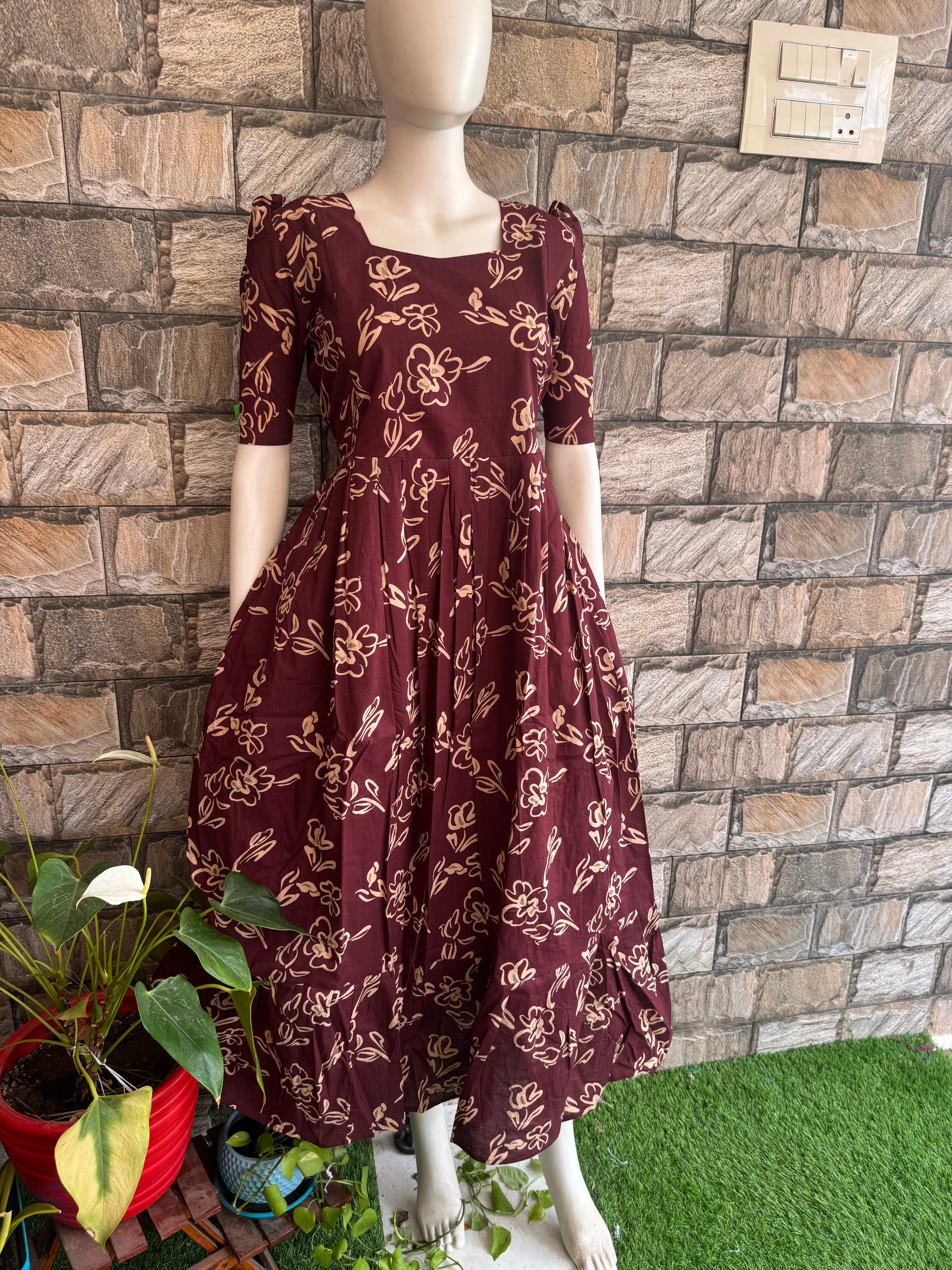 Brick brown peel soft cotton Maternity maxi