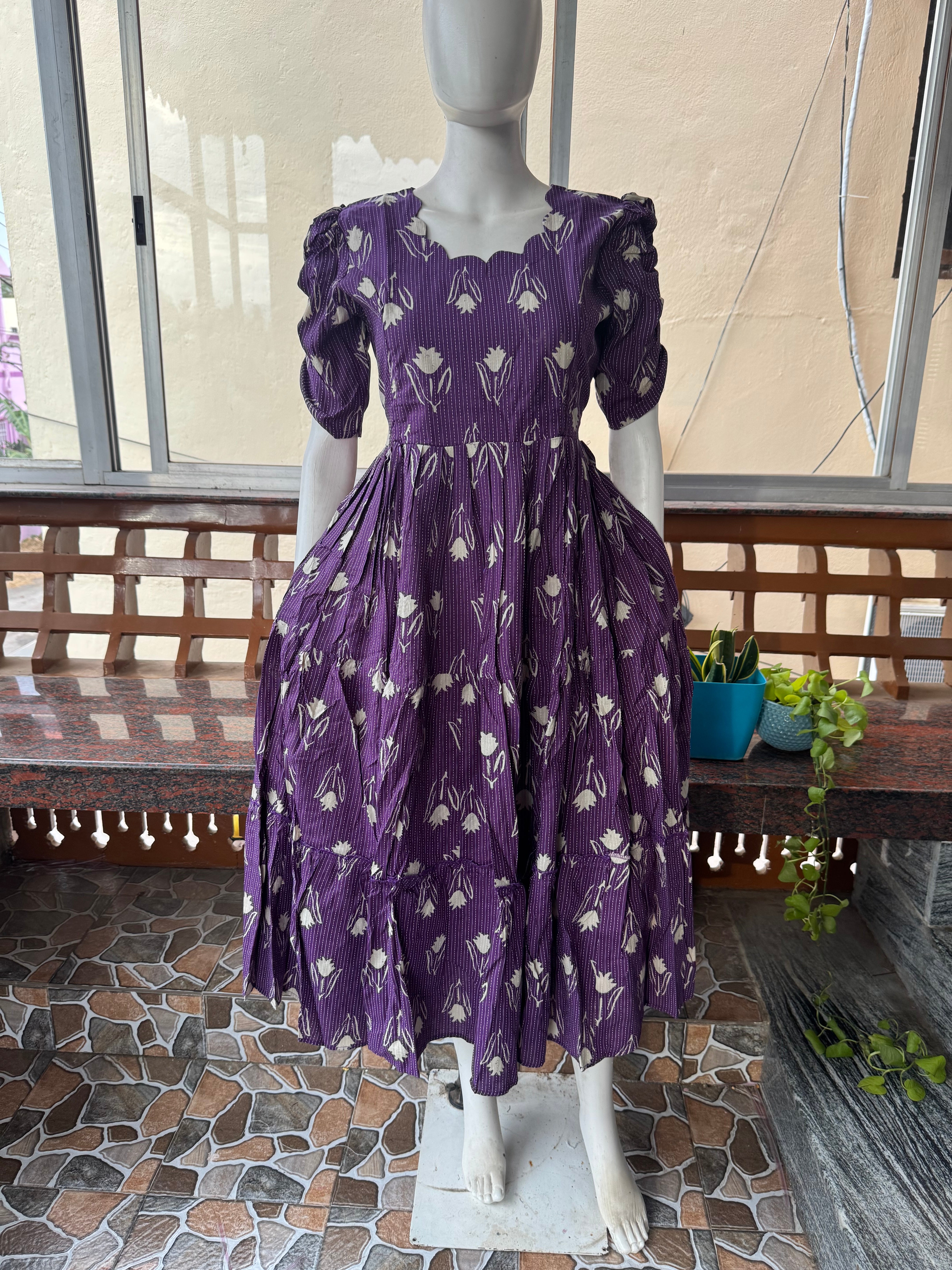 Soft kanta cotton Maternity Feeding  maxi - Pale Brinjal