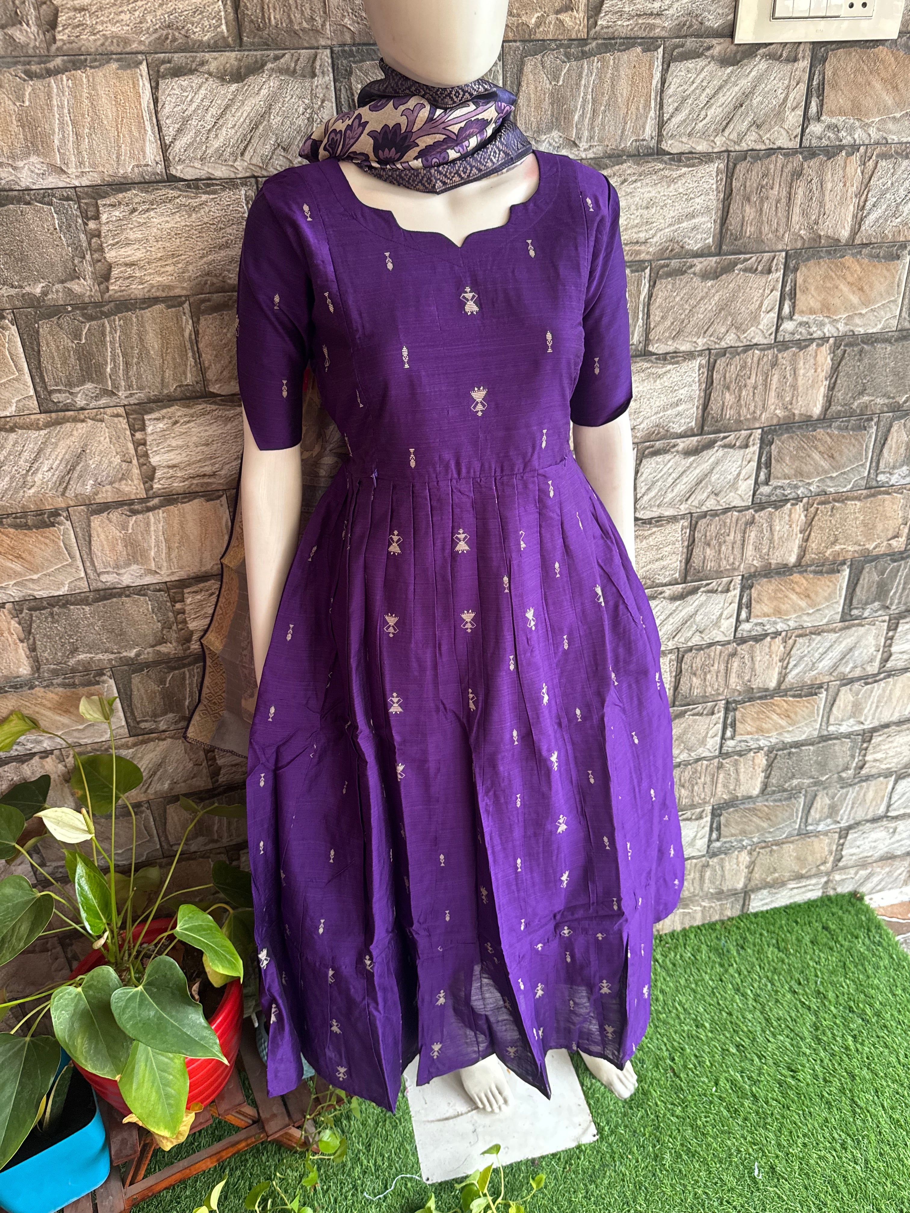 Festive wear Maternity raw silk maxi Brinjal Violet