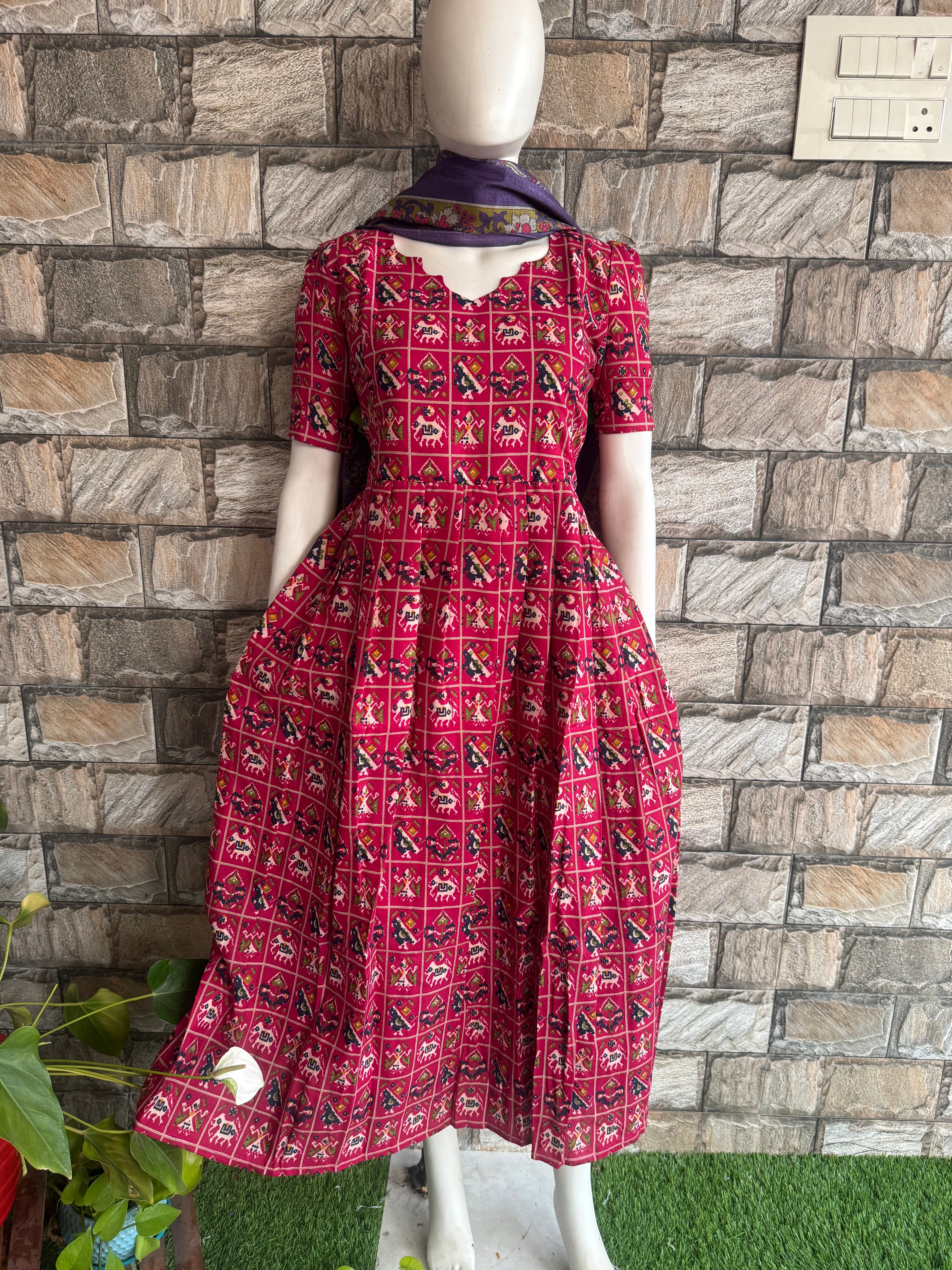 Ajrak design cotton Mix Maternity maxi