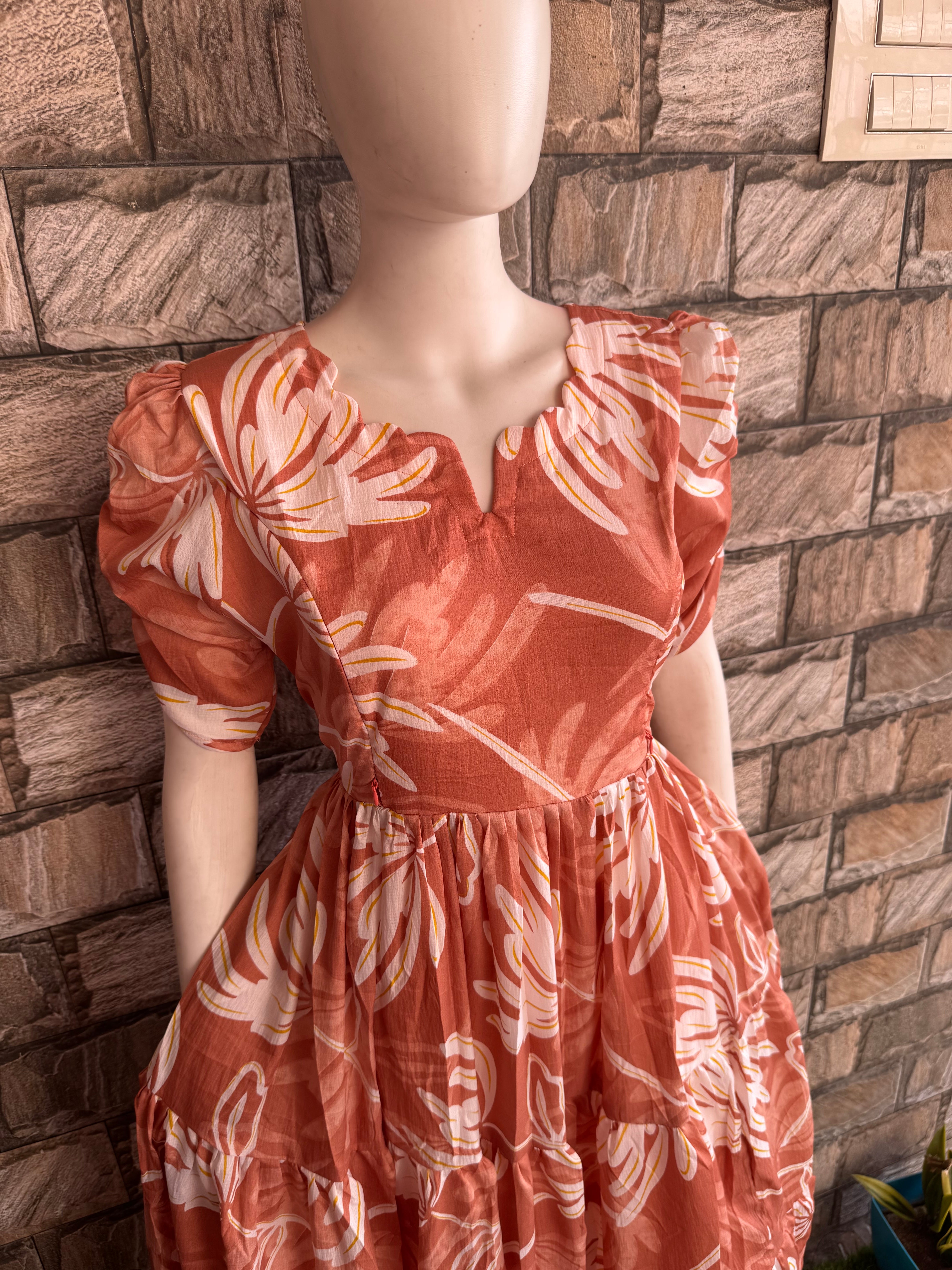 Rust Orange Flora Delta Maternity Maxi