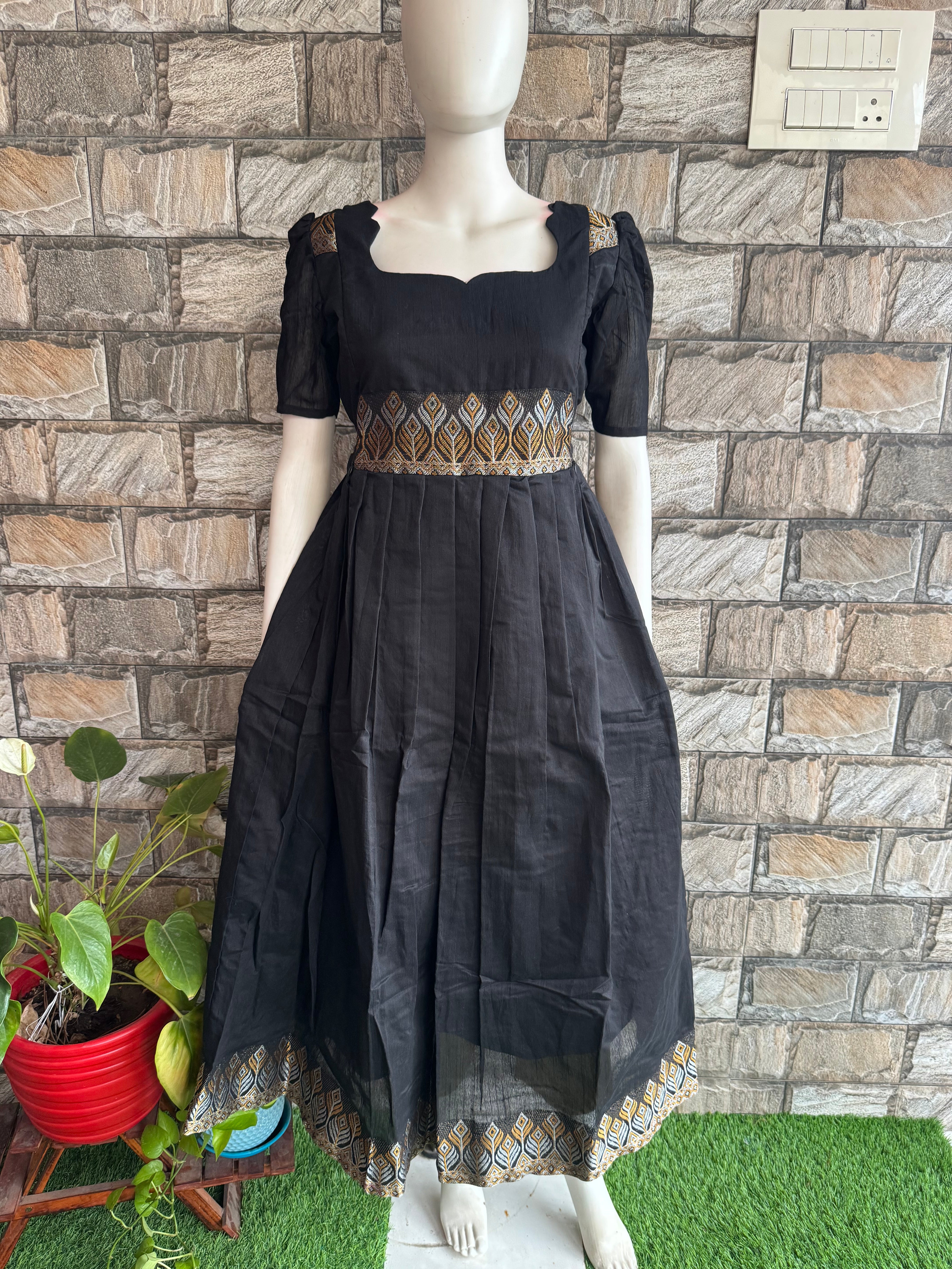 Festive wear Maternity raw silk maxi Black Beauty
