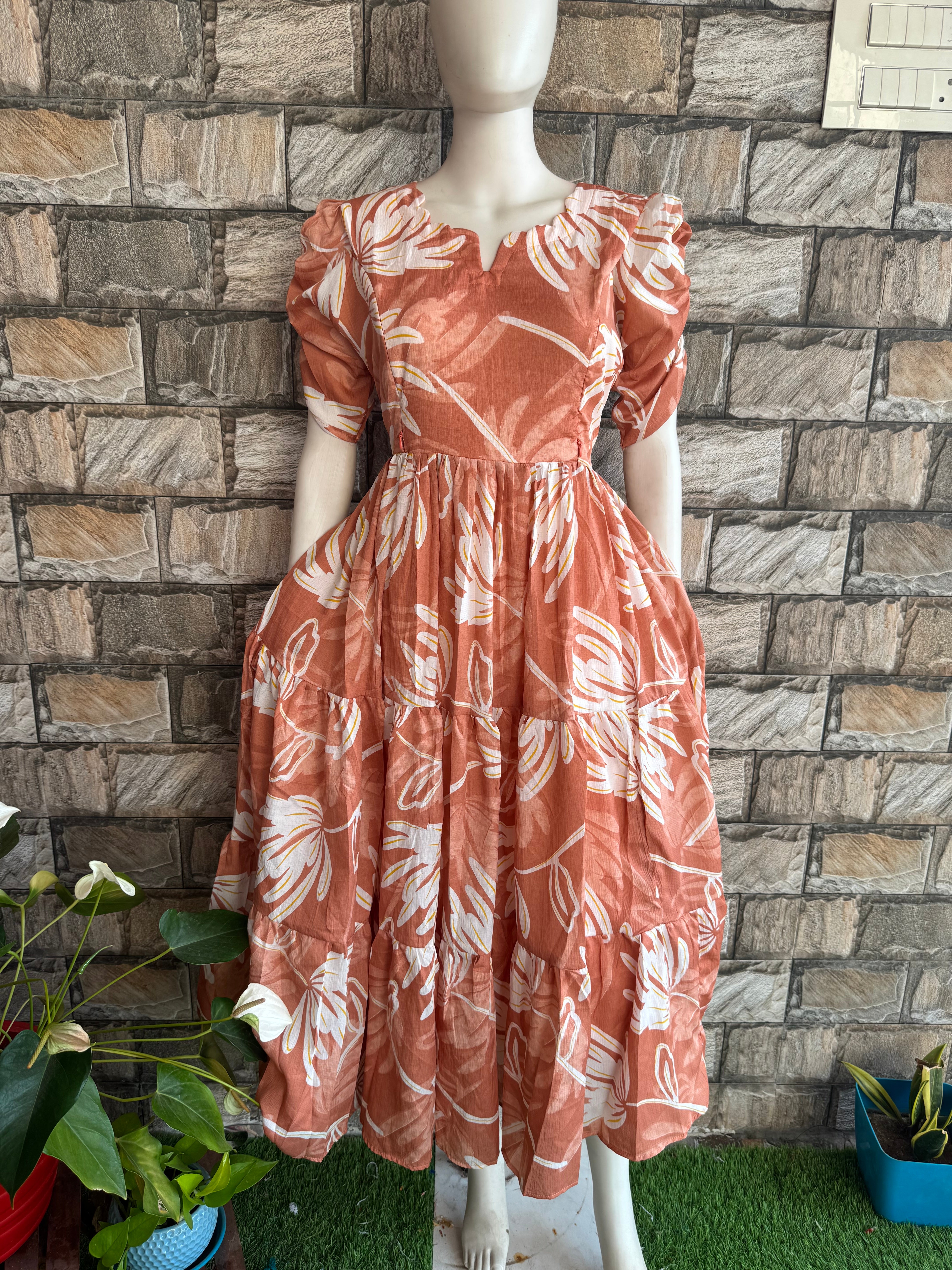 Rust Orange Flora Delta Maternity Maxi