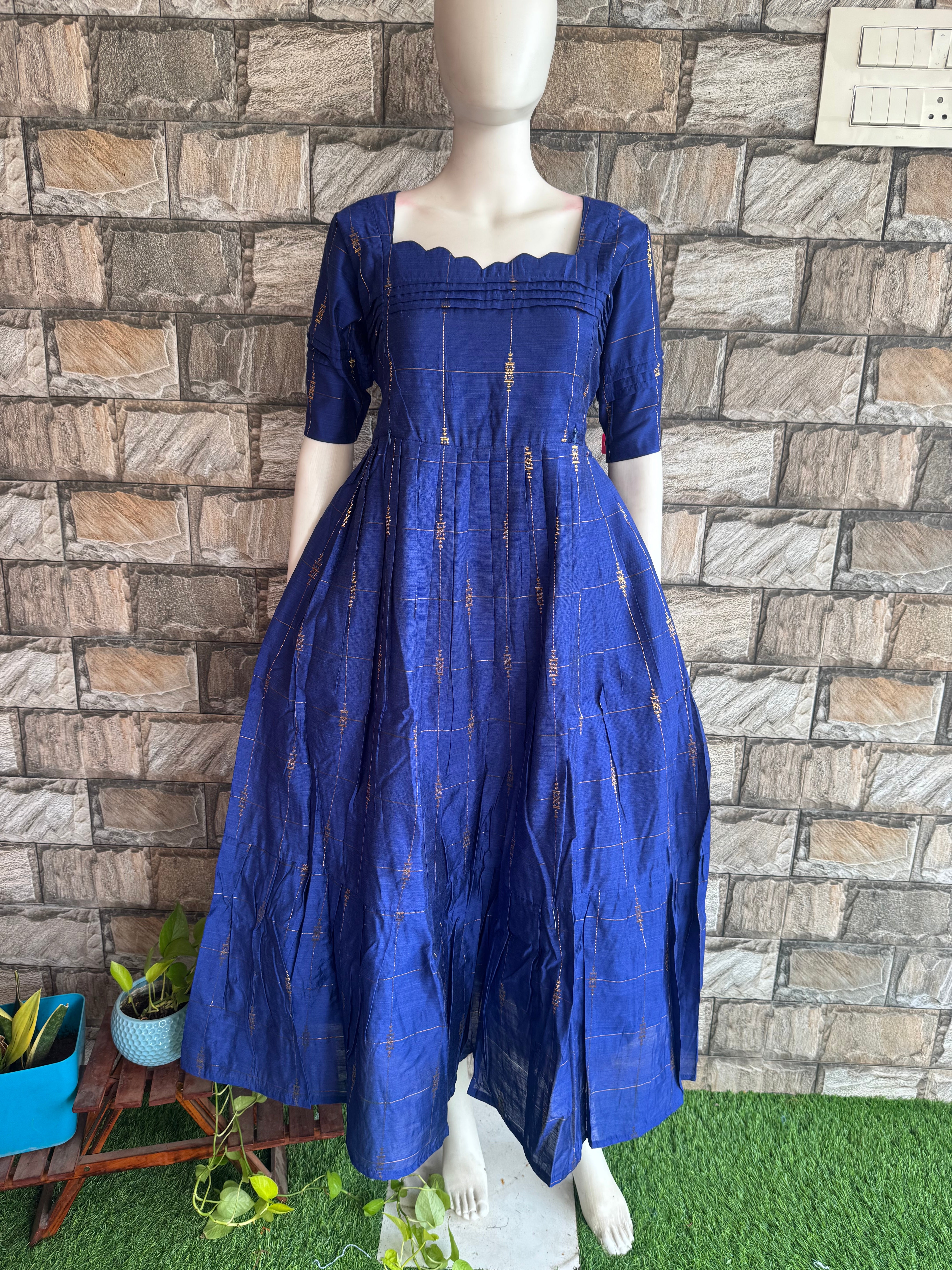 Festive wear Maternity raw silk maxi Royal Blue