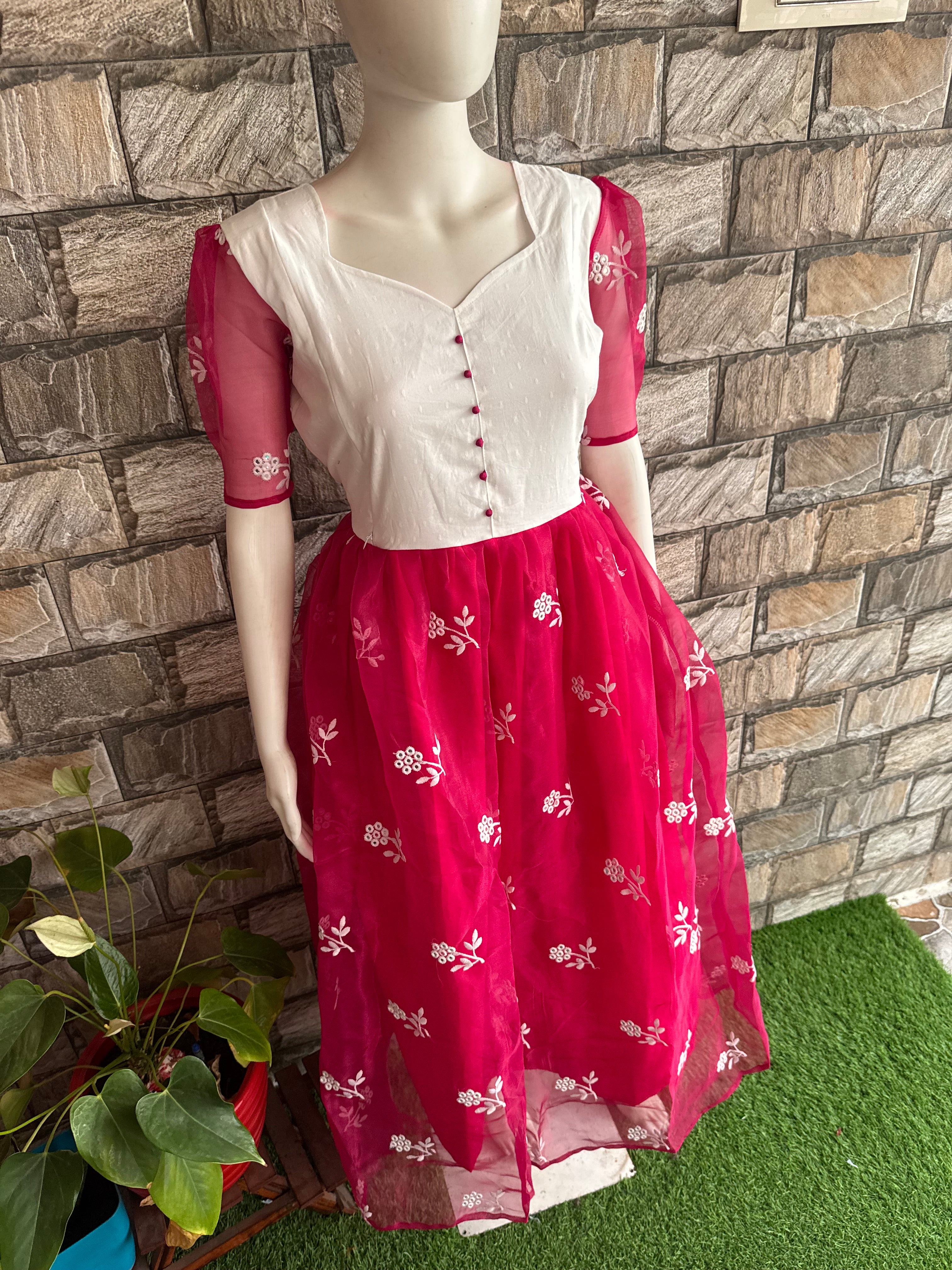 Candy pink Organza Maternity Maxi