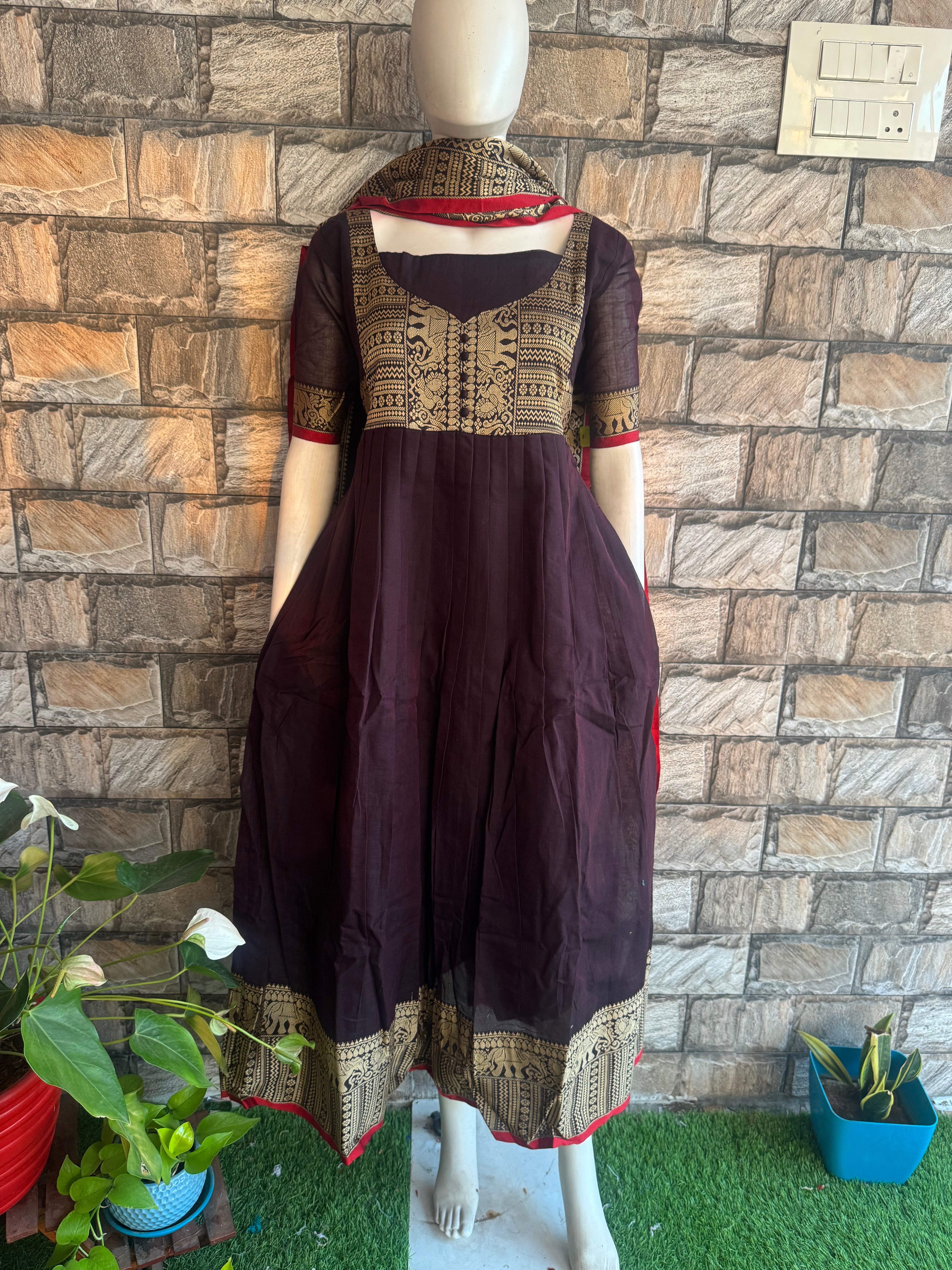 Narayanpet Maternity maxi without dupatta one L size available Coffee Brown