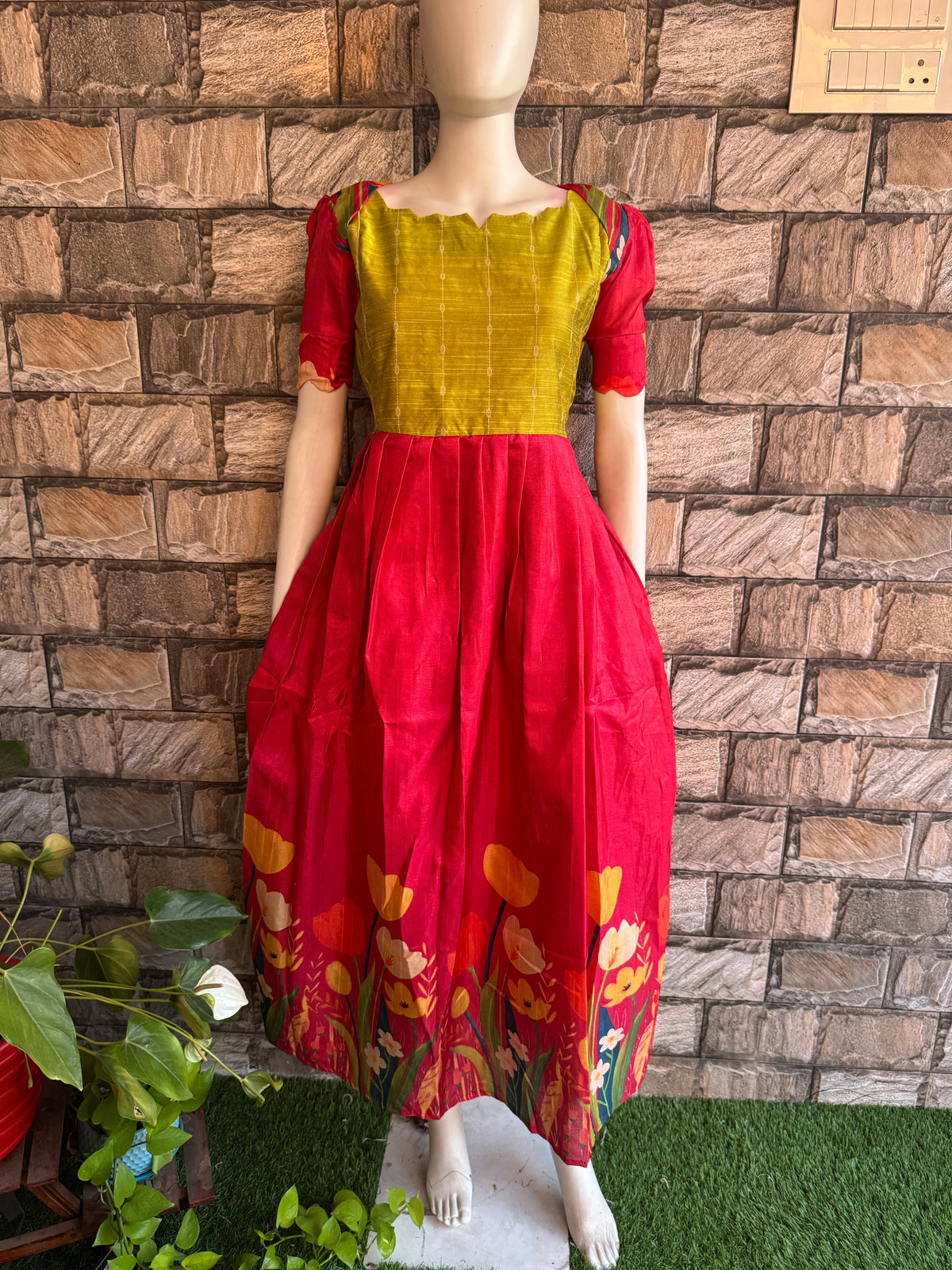 Chanderi Festive Maternity maxi
