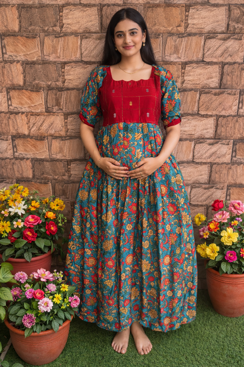 Chanderi Maternity maxi