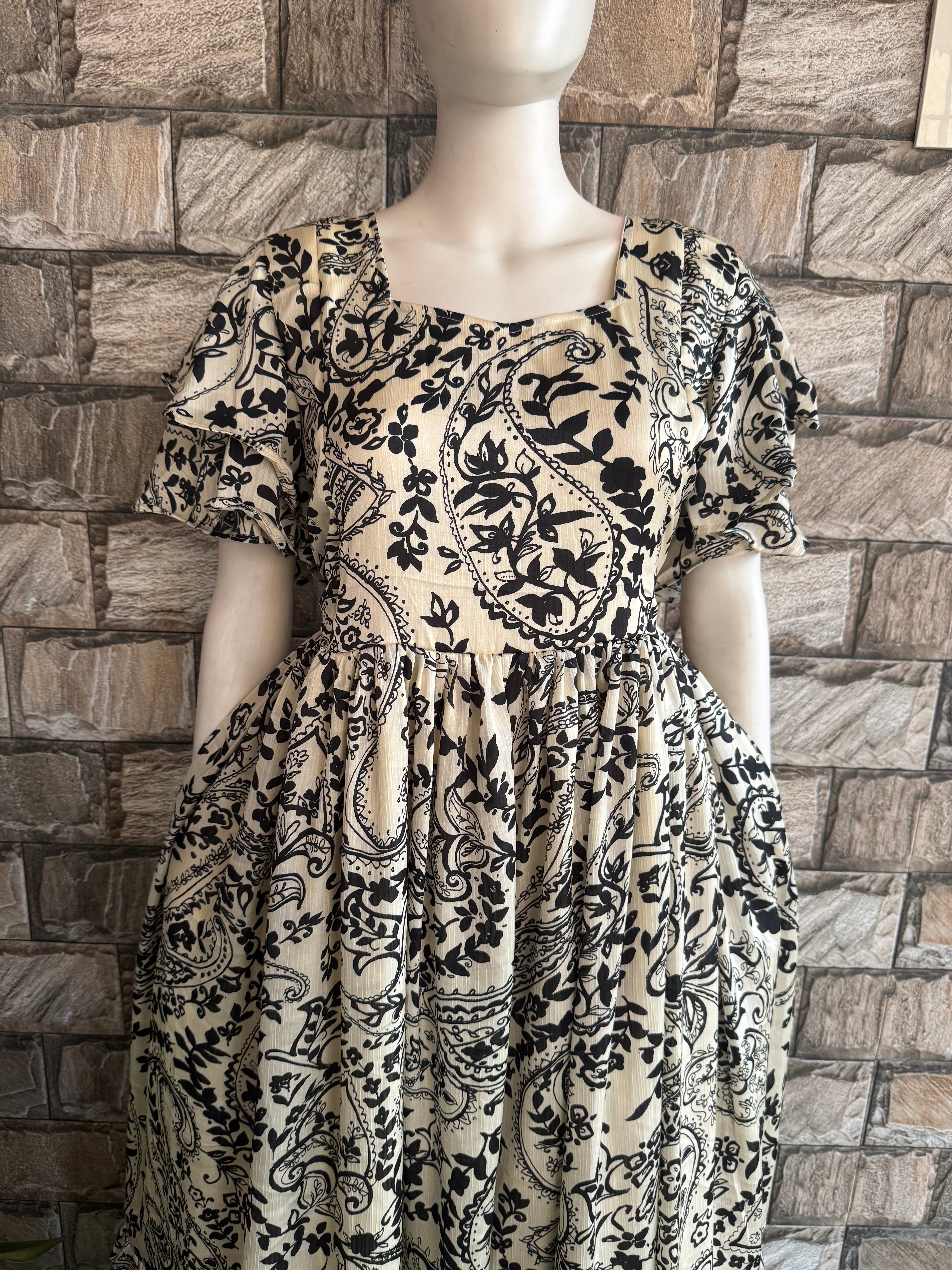 Kalamkari half white Delta Georgette Maternity Maxi