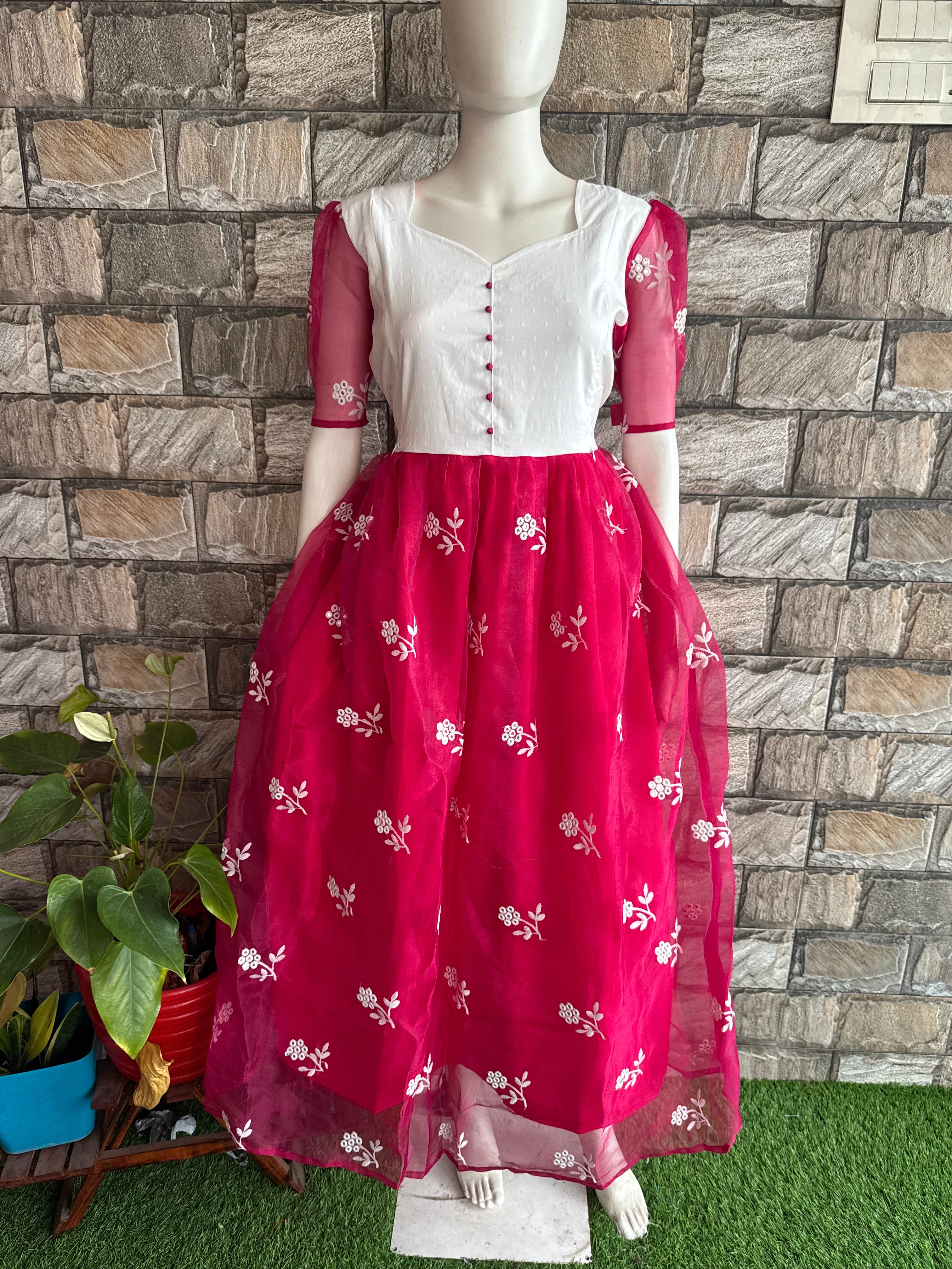 Candy pink Organza Maternity Maxi