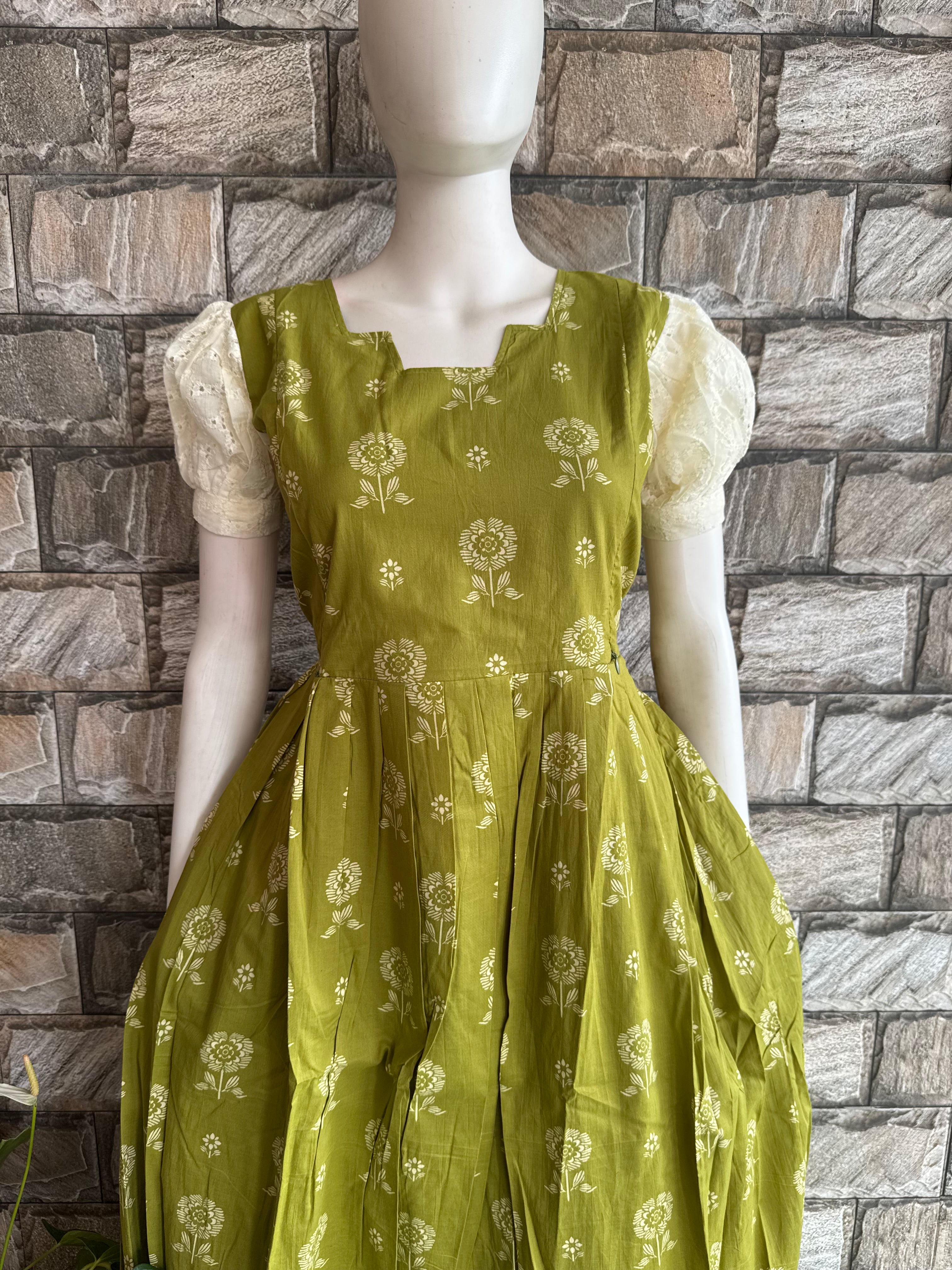 Parrot Green soft cotton Maternity maxi