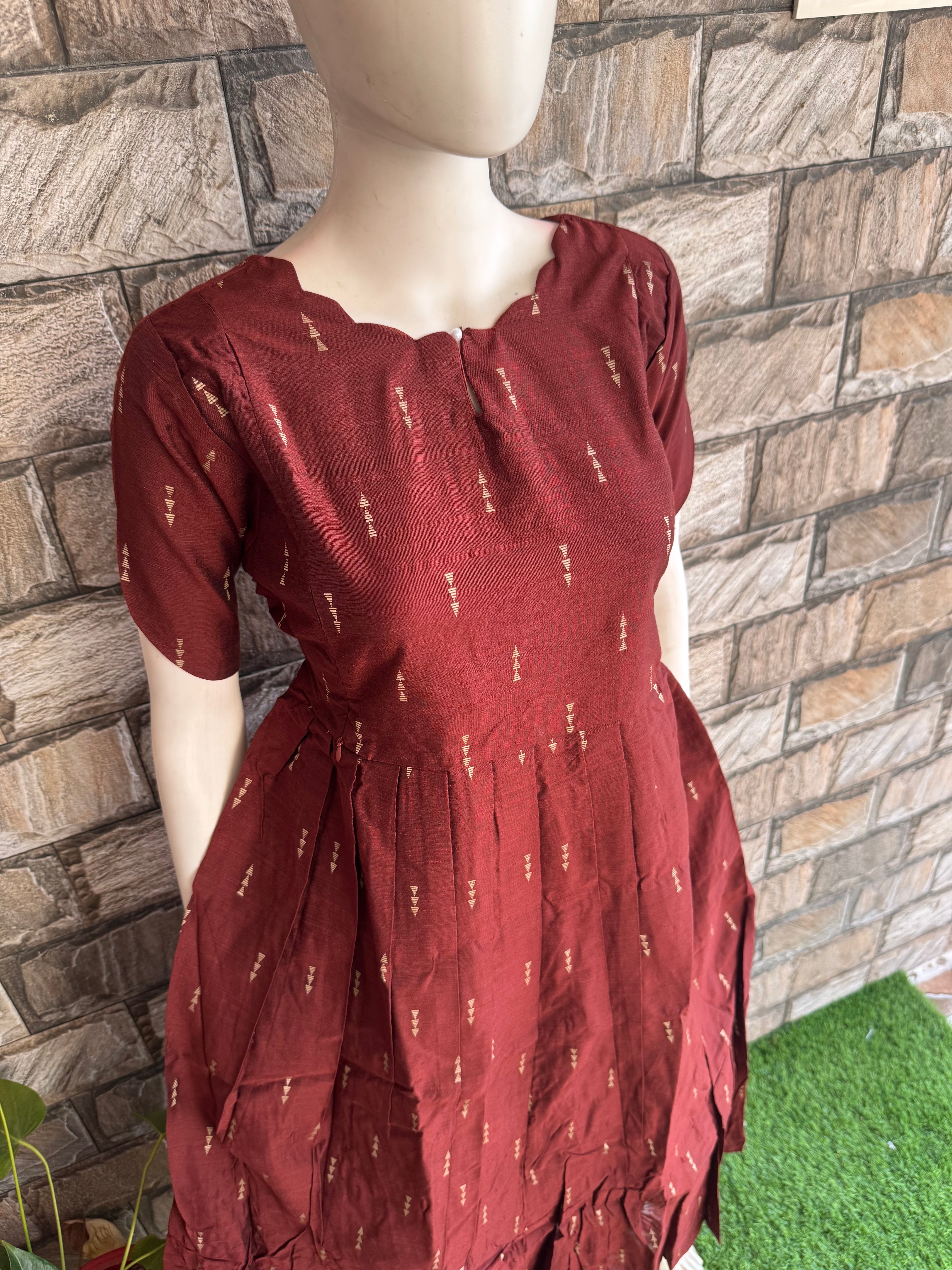 Festive wear Maternity raw silk maxi Coffee Brick Brown