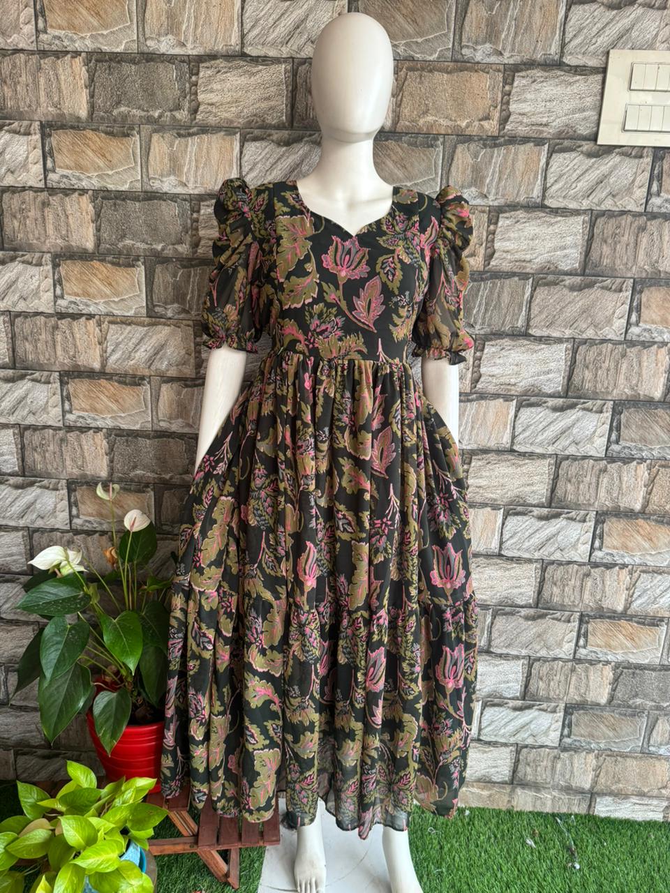 olive green georgette