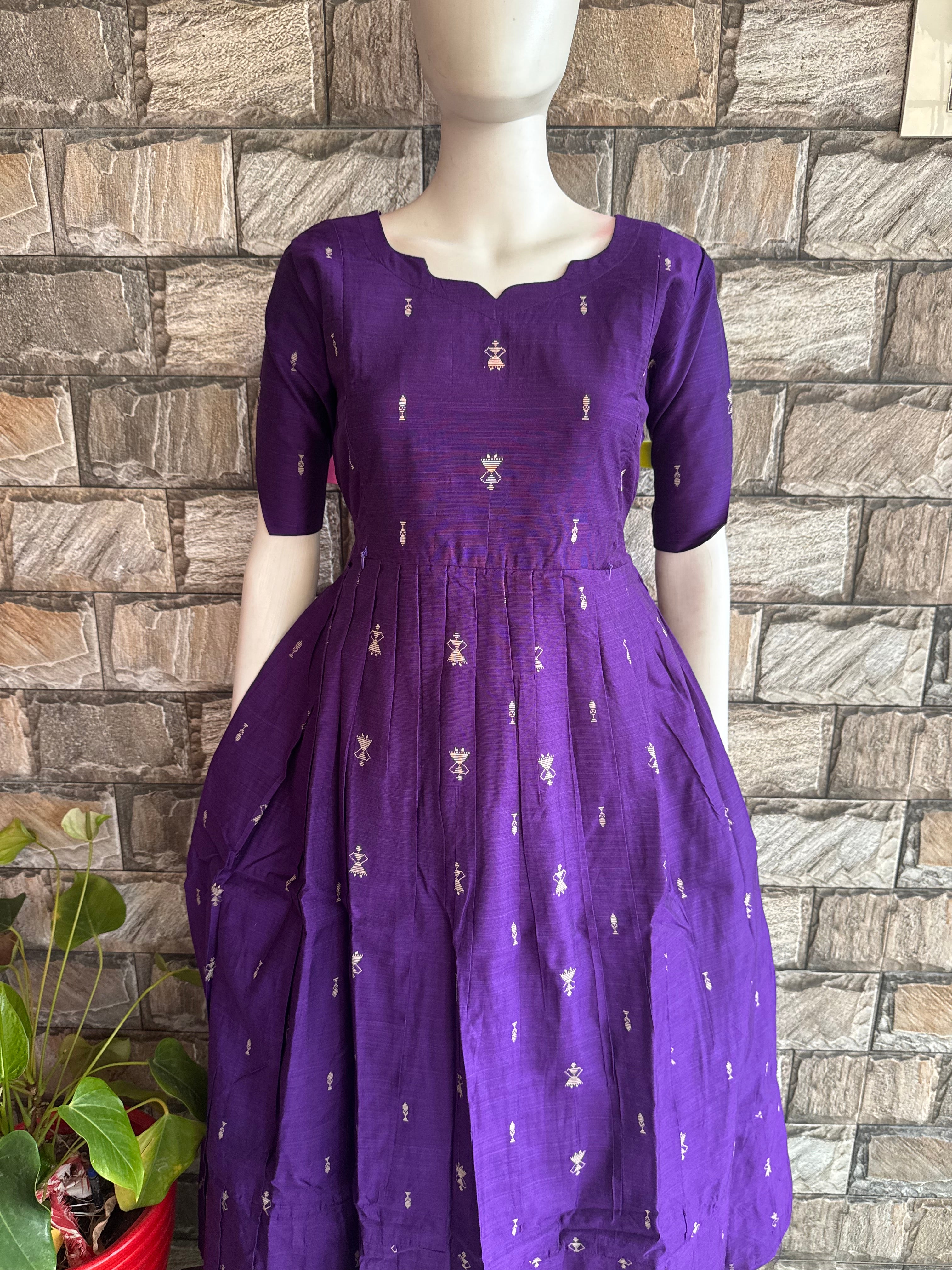 Festive wear Maternity raw silk maxi Brinjal Violet