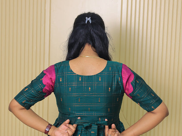 Festive wear Maternity raw silk maxi Bottle green