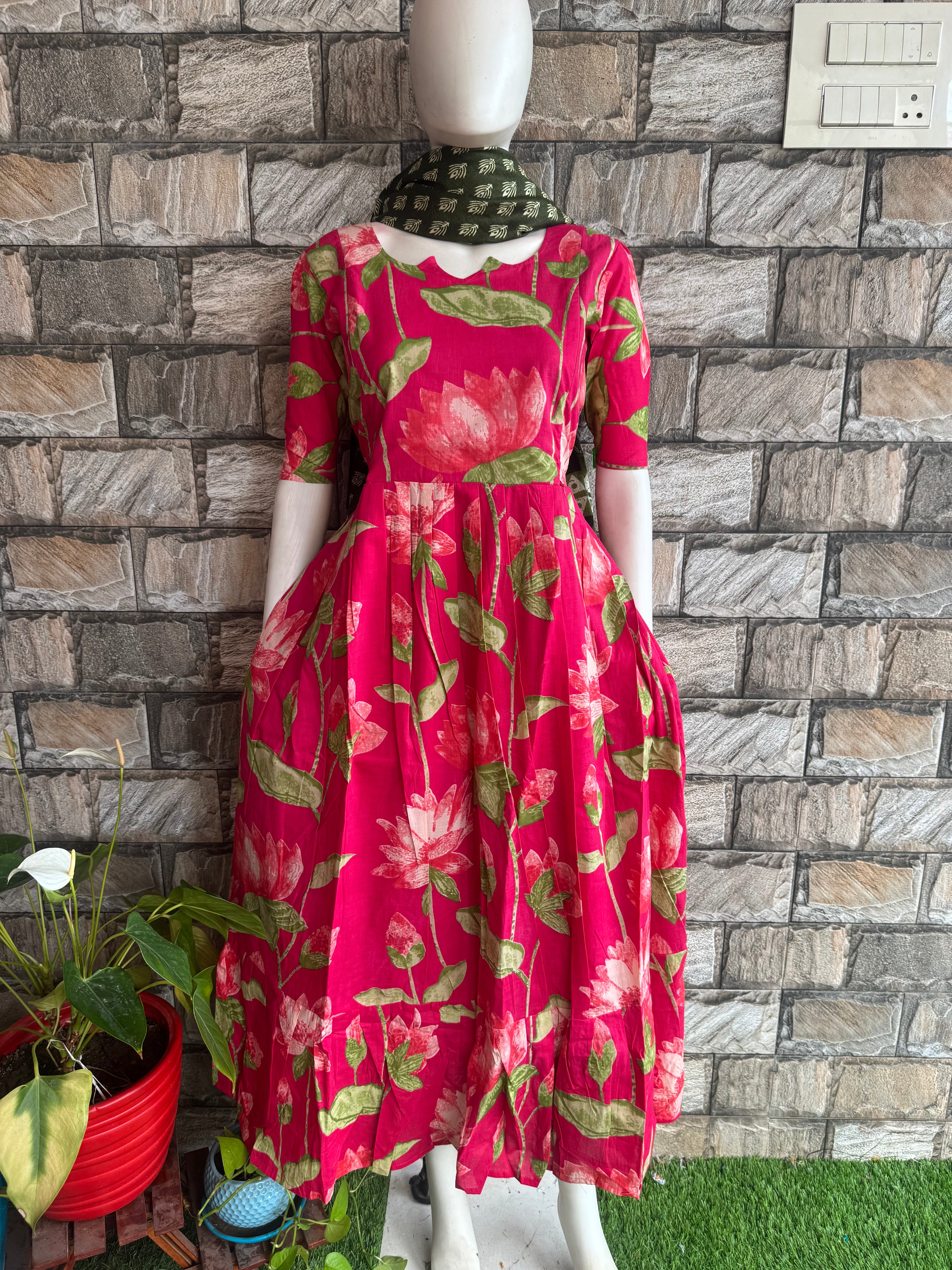 Lotus  pink soft cotton Maternity maxi