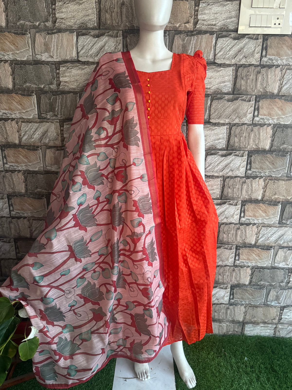 Silk cotton jacquard Maternity Feeding maxi ONLY FEEDING with DUPATTA