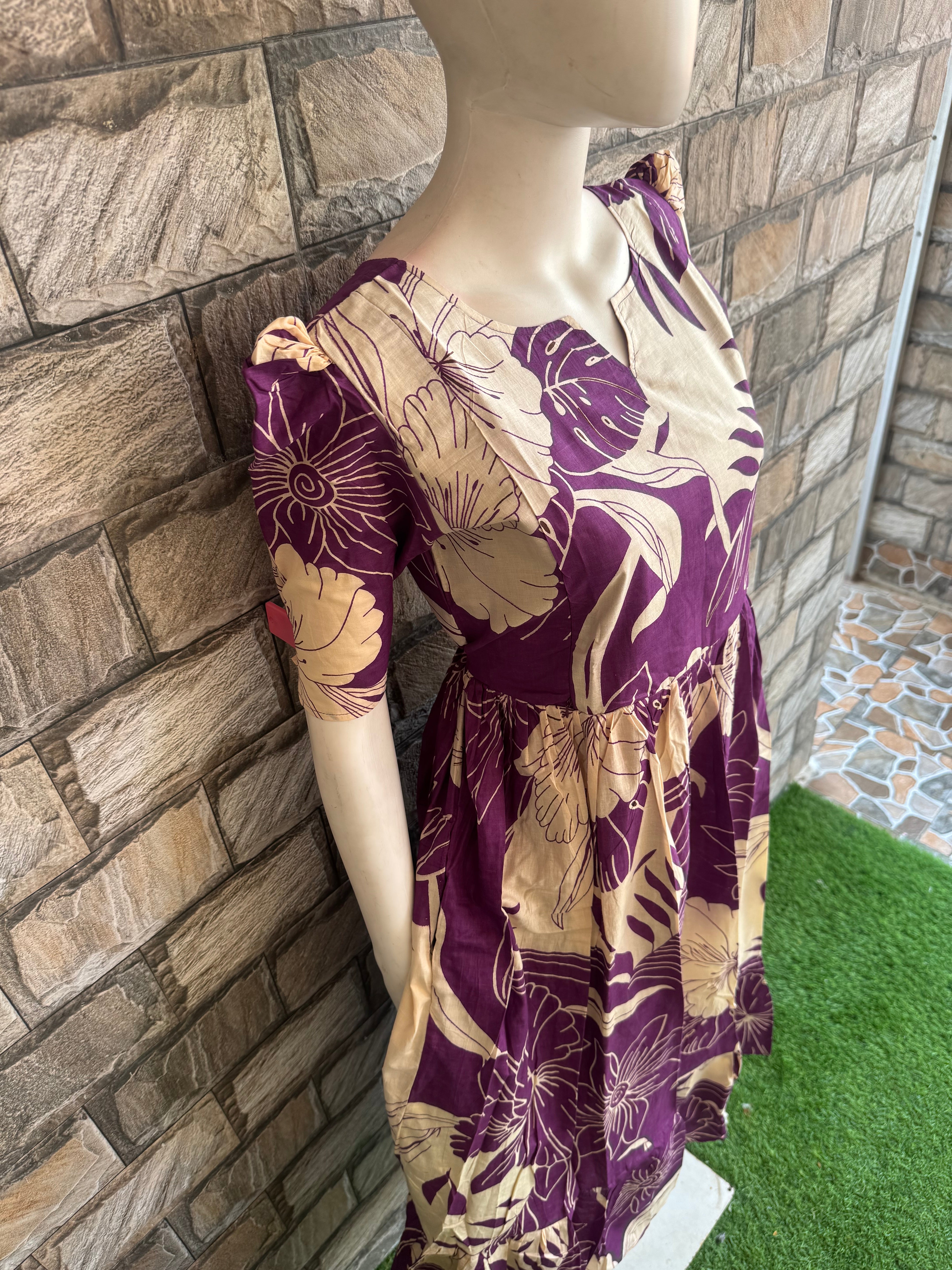 Leafy Violet Maternity Maxi