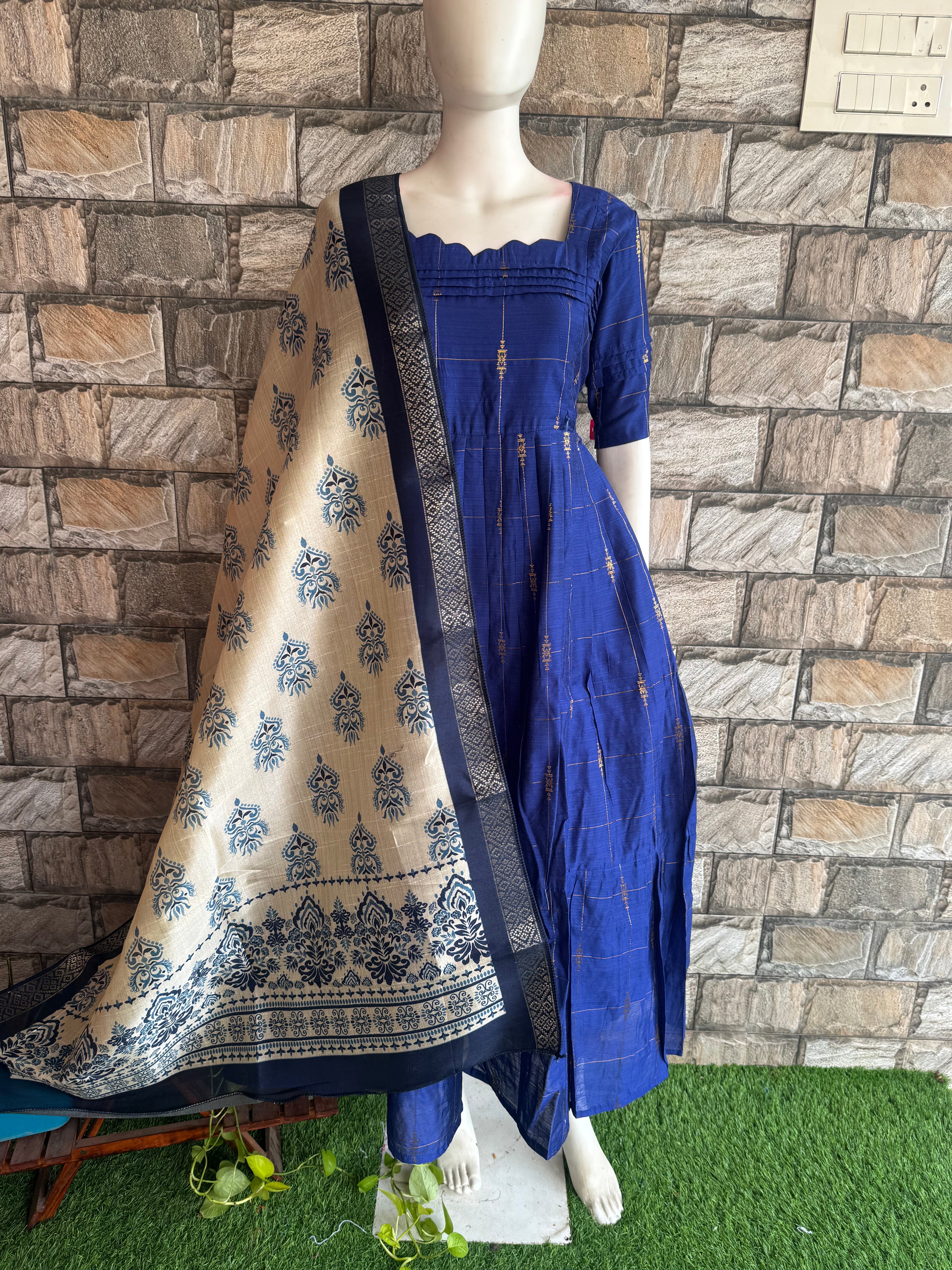Silk based Dupatta Blue shade